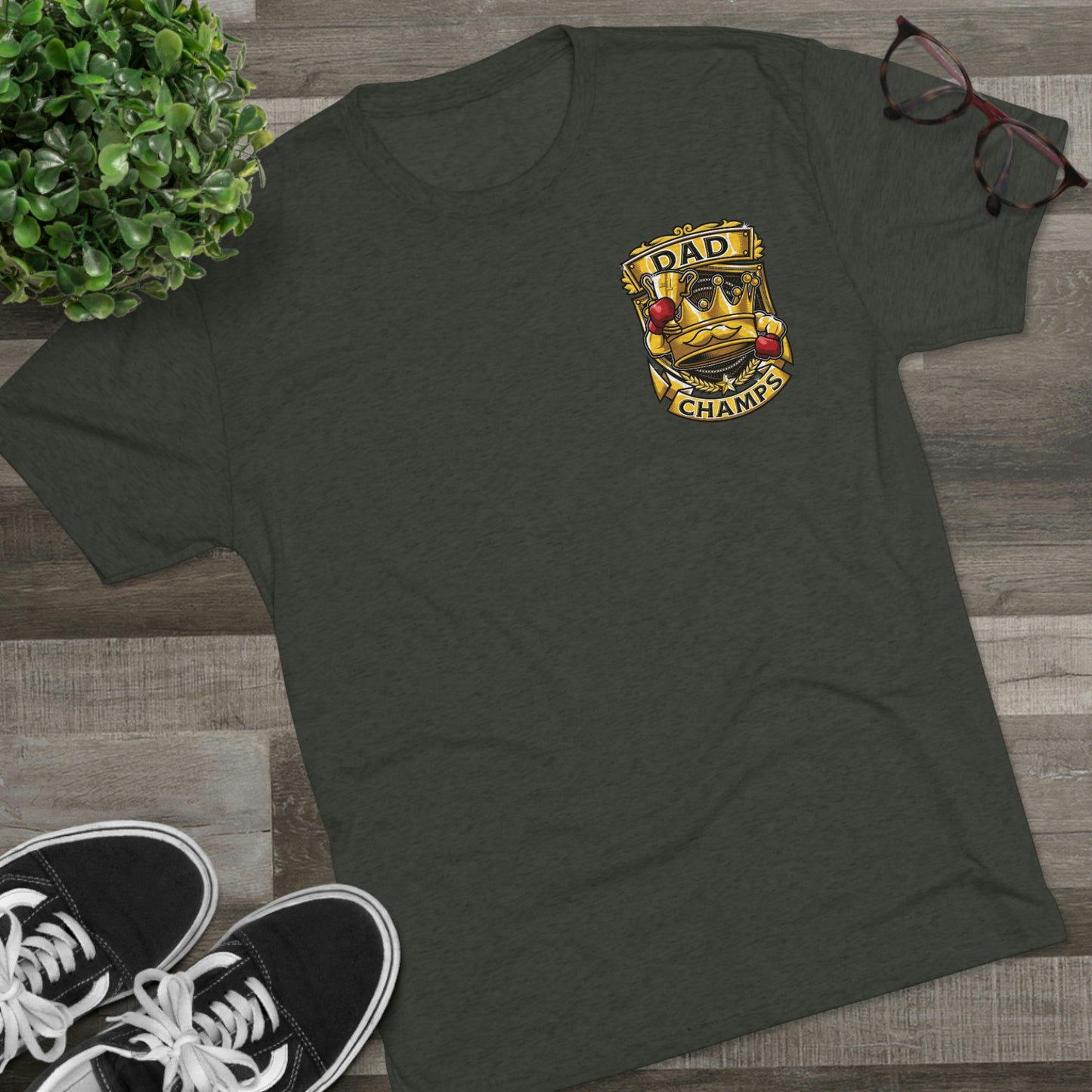 DAD CHAMPS (Small Front) - PREMIUM SOFT - Unisex Tri-Blend Crew Tee (Next Level 6010)