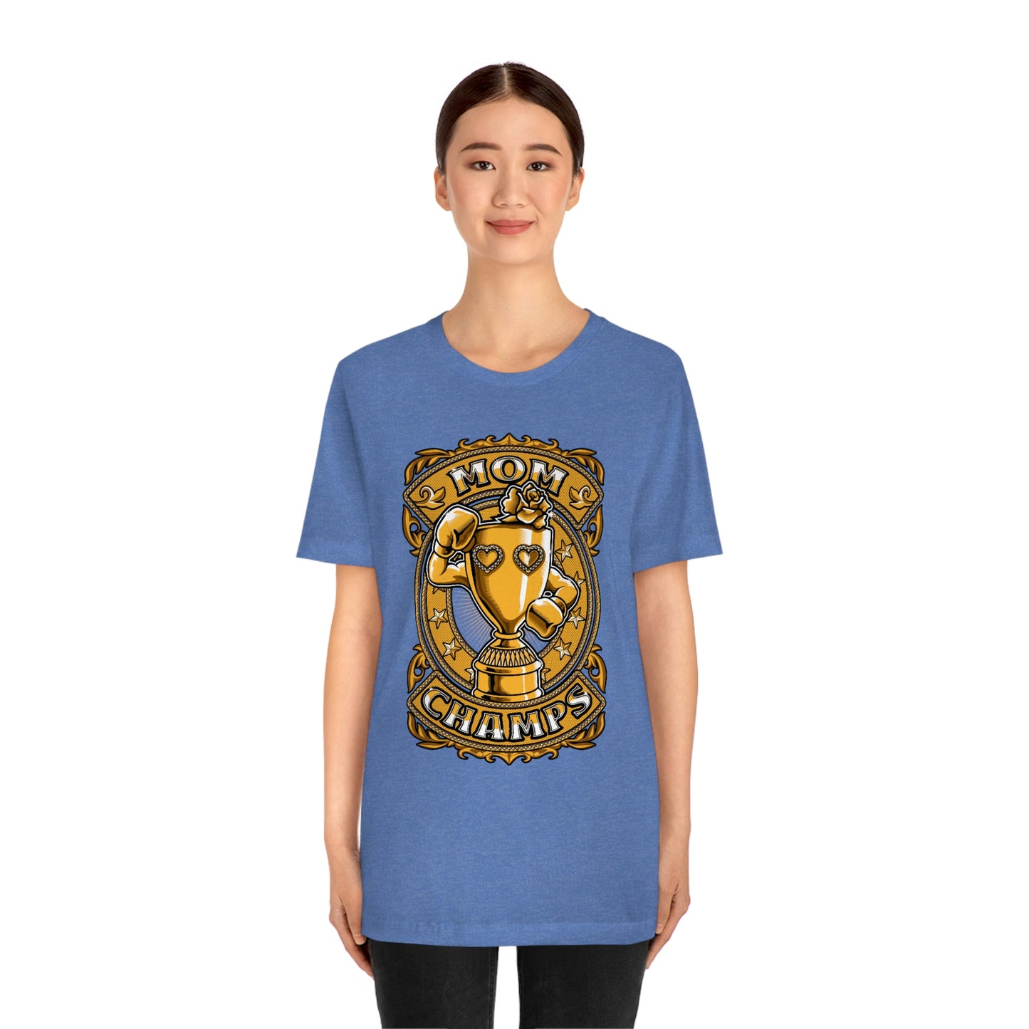 Mom Champs (Gold)! Unisex Jersey Short Sleeve Tee (Bella+Canvas)
