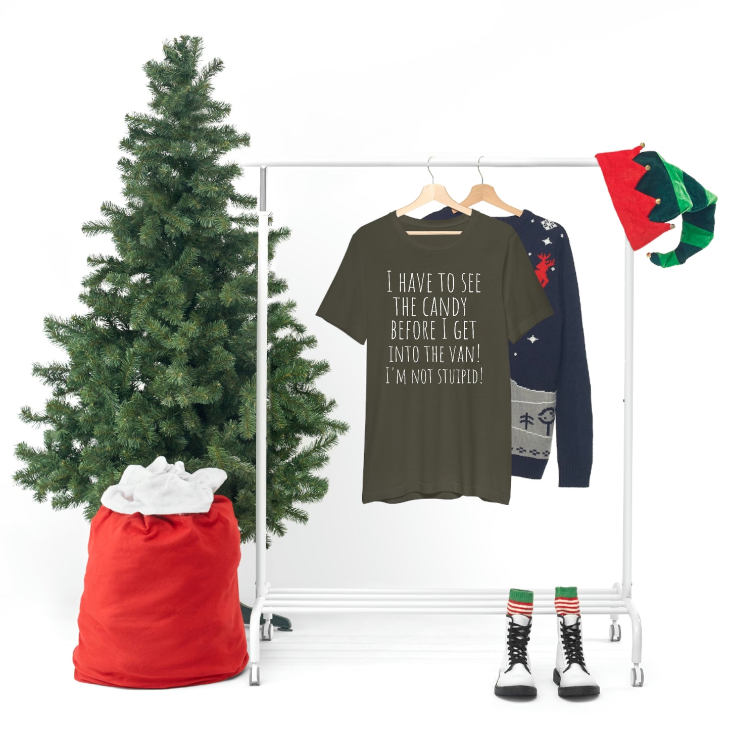 "I have to see the candy before I get into the van! I'm not stupid!" - Regular Cotton - Unisex Jersey Short Sleeve Tee (Bella+Canvas 3001)