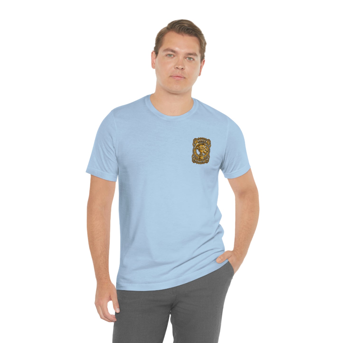 Dad Champs (Gold - Front & Back logo)! - Unisex Jersey Short Sleeve Tee (Bella+Canvas)