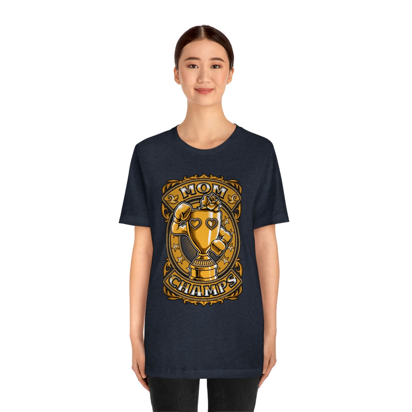 Mom Champs (Gold)! Unisex Jersey Short Sleeve Tee (Bella+Canvas)