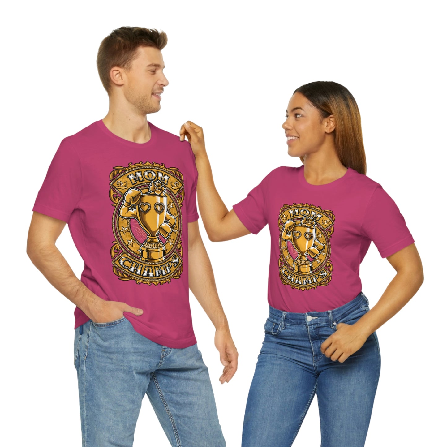 Mom Champs (Gold)! Unisex Jersey Short Sleeve Tee (Bella+Canvas)