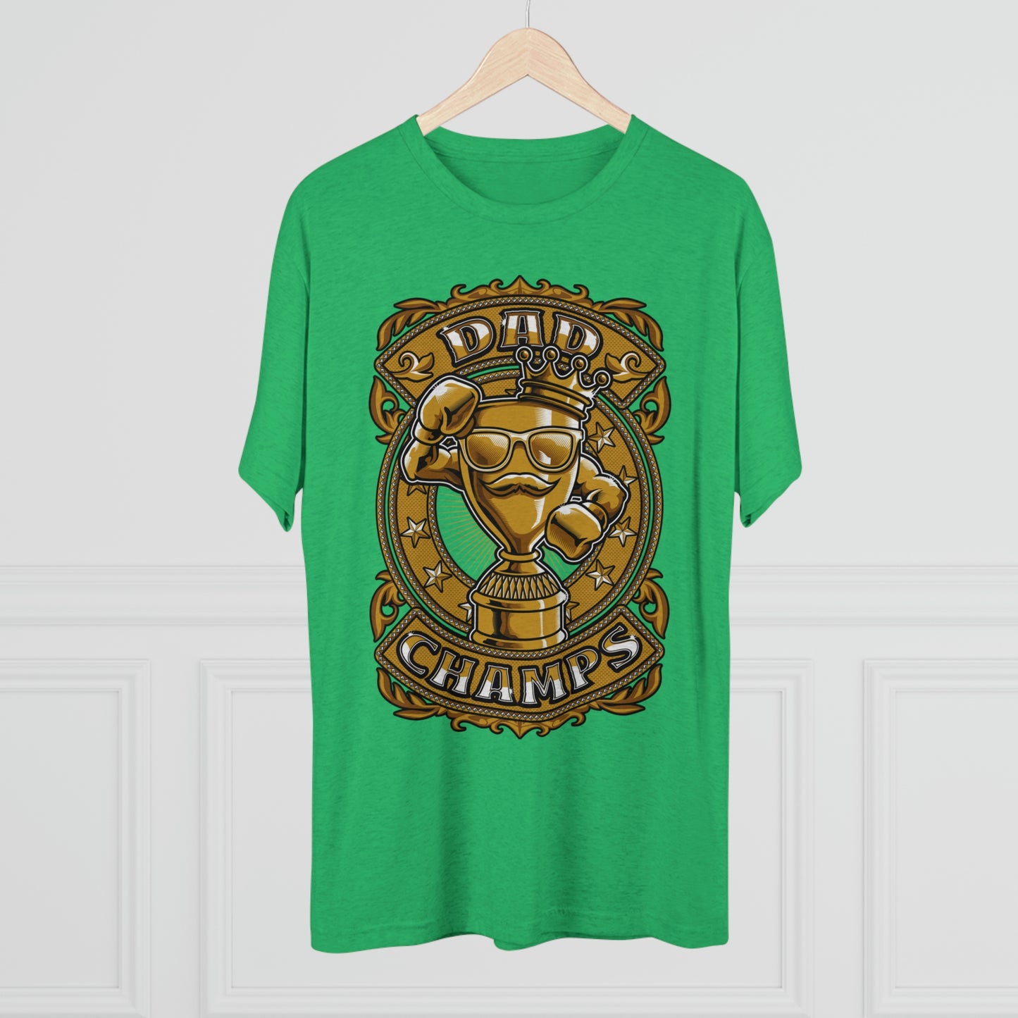 DAD CHAMPS (Gold) - PREMIUM SOFT - Unisex Tri-Blend Crew Tee (Next Level 6010)