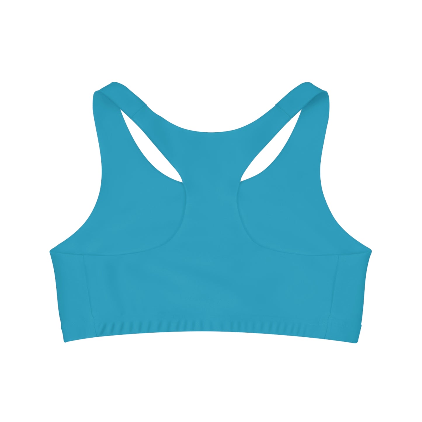 SQUAT CHAMPS - Center Logo - (Turquoise) - Seamless Sports Bra (AOP)