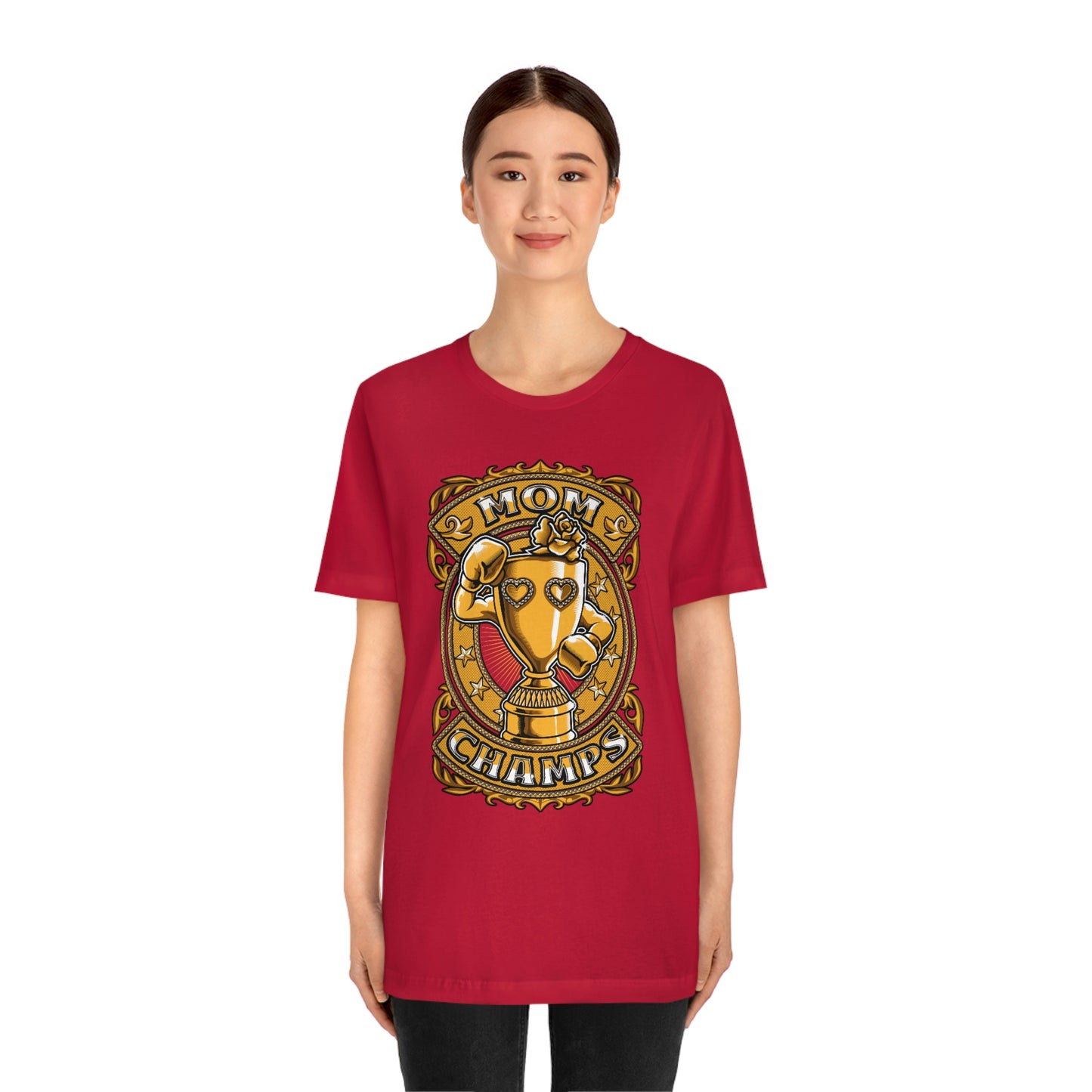 Mom Champs (Gold)! Unisex Jersey Short Sleeve Tee (Bella+Canvas)