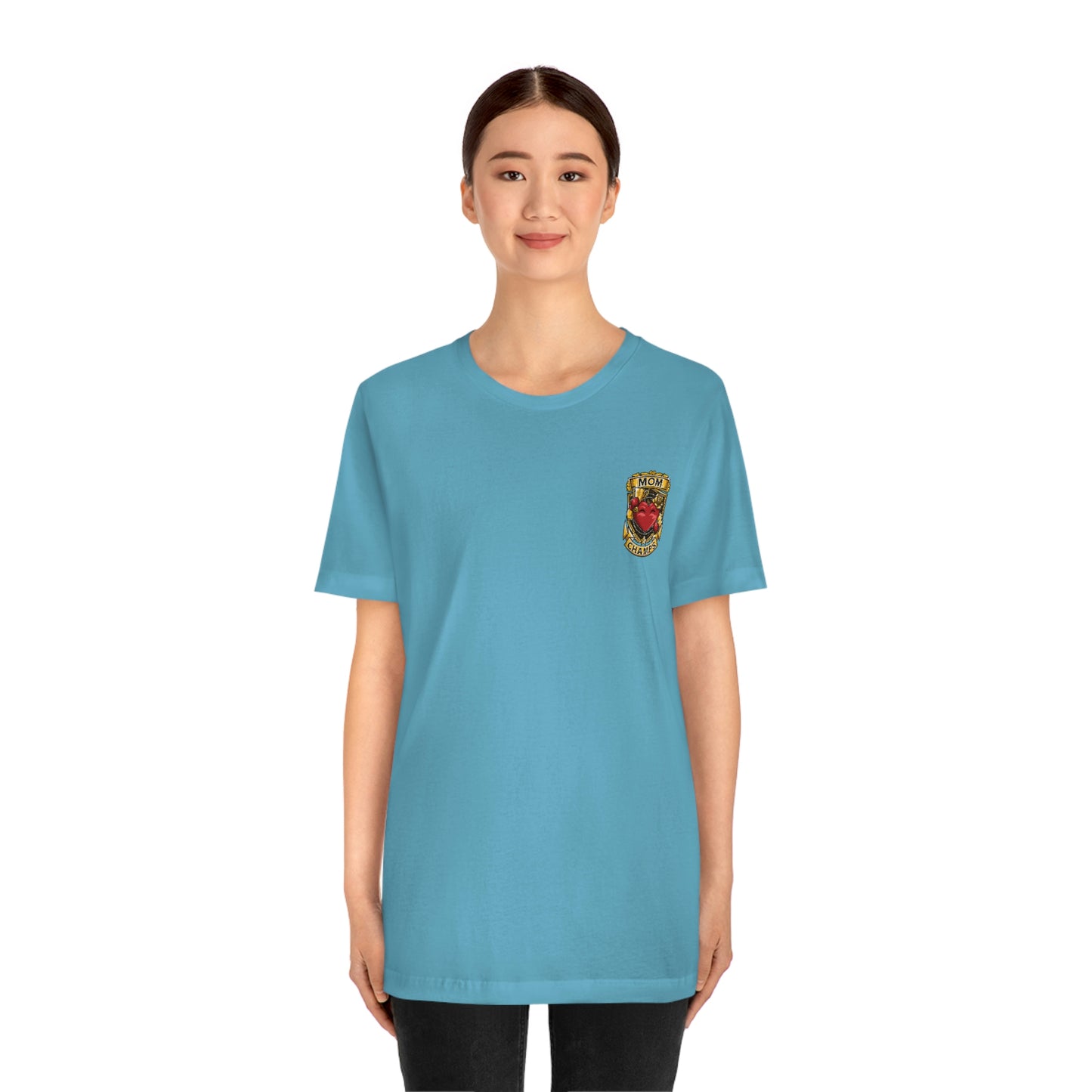 Mom Champs! (Small Front Logo) - Unisex Jersey Short Sleeve Tee - (Bella+Canva)
