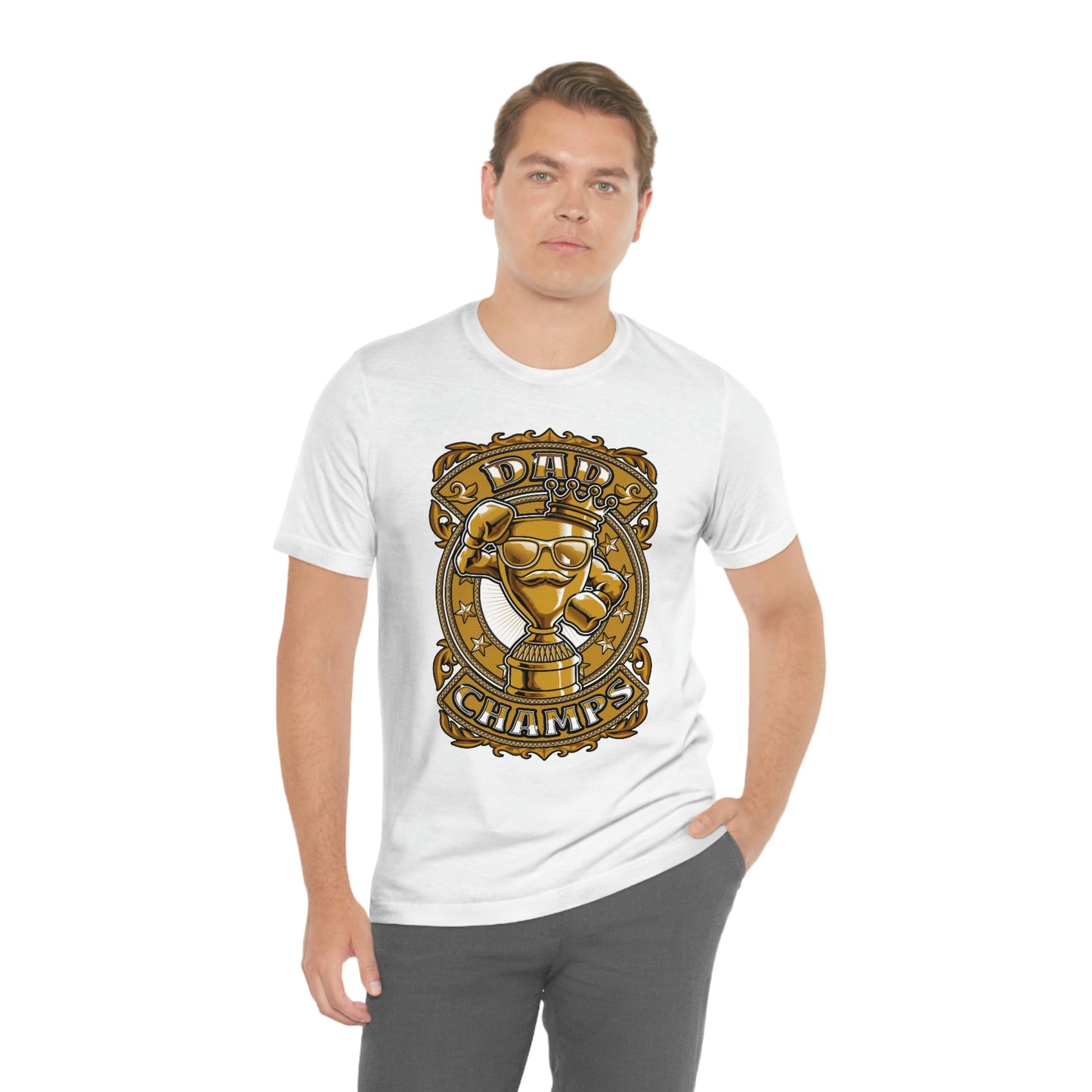 Dad Champs (Gold)! - Unisex Jersey Short Sleeve Tee (Bella+Canvas)