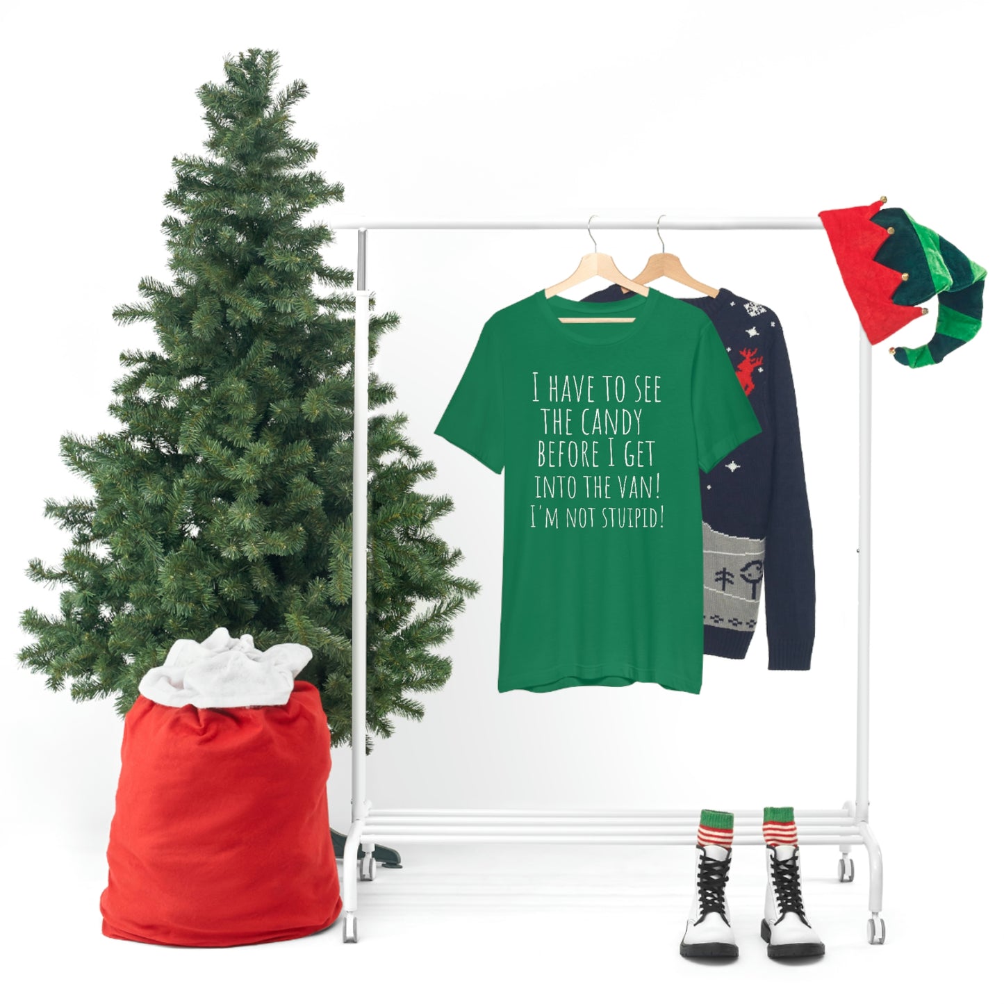 "I have to see the candy before I get into the van! I'm not stupid!" - Regular Cotton - Unisex Jersey Short Sleeve Tee (Bella+Canvas 3001)
