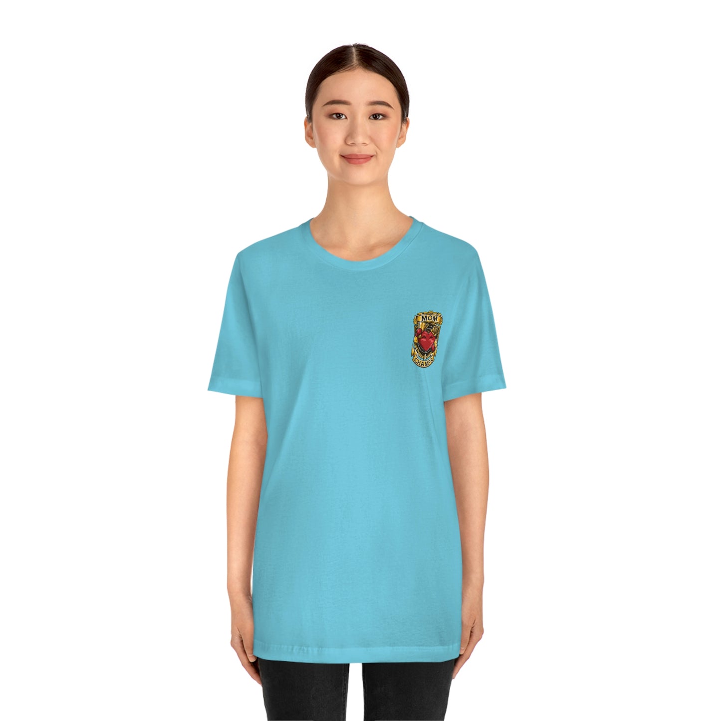 Mom Champs! (Small Front Logo) - Unisex Jersey Short Sleeve Tee - (Bella+Canva)