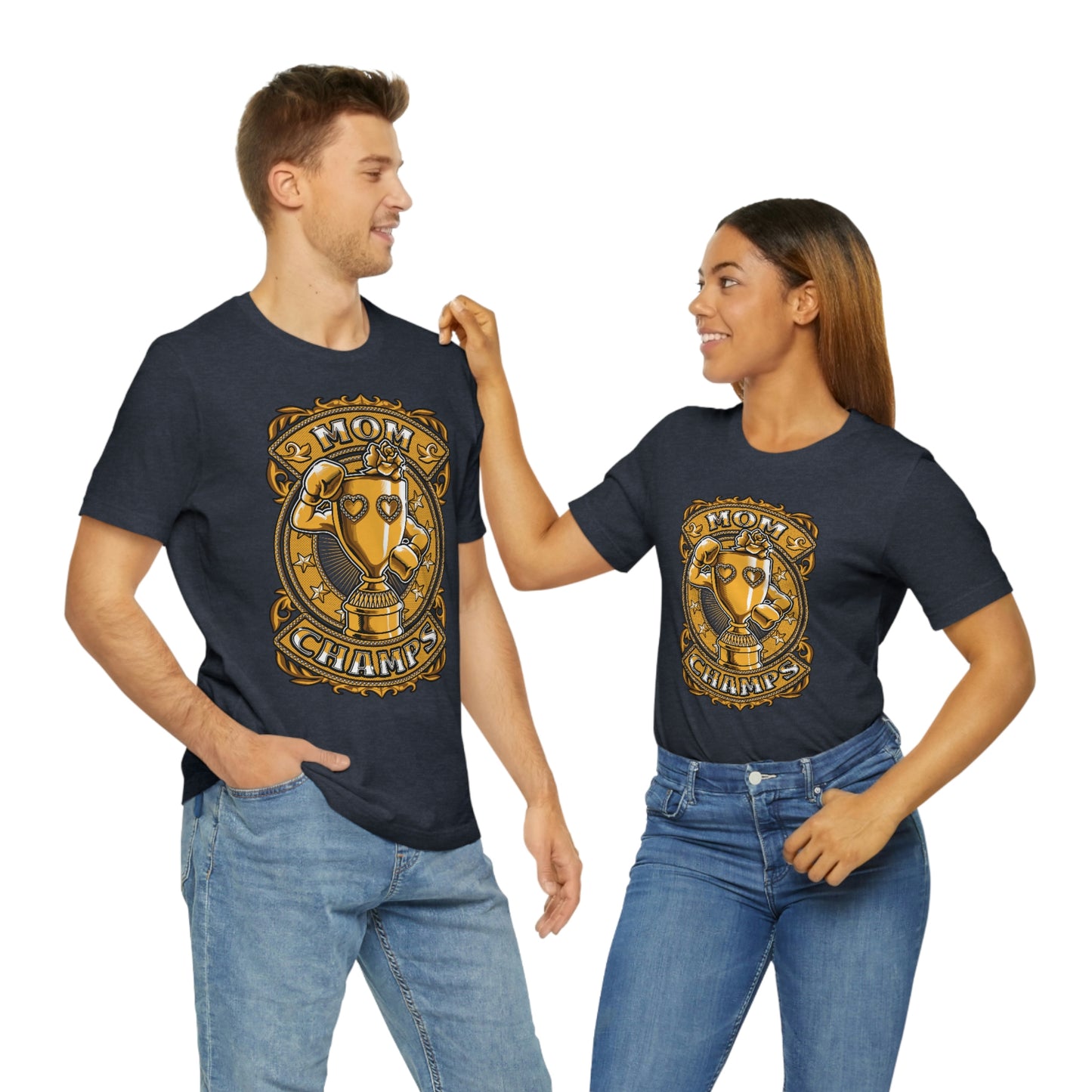 Mom Champs (Gold)! Unisex Jersey Short Sleeve Tee (Bella+Canvas)