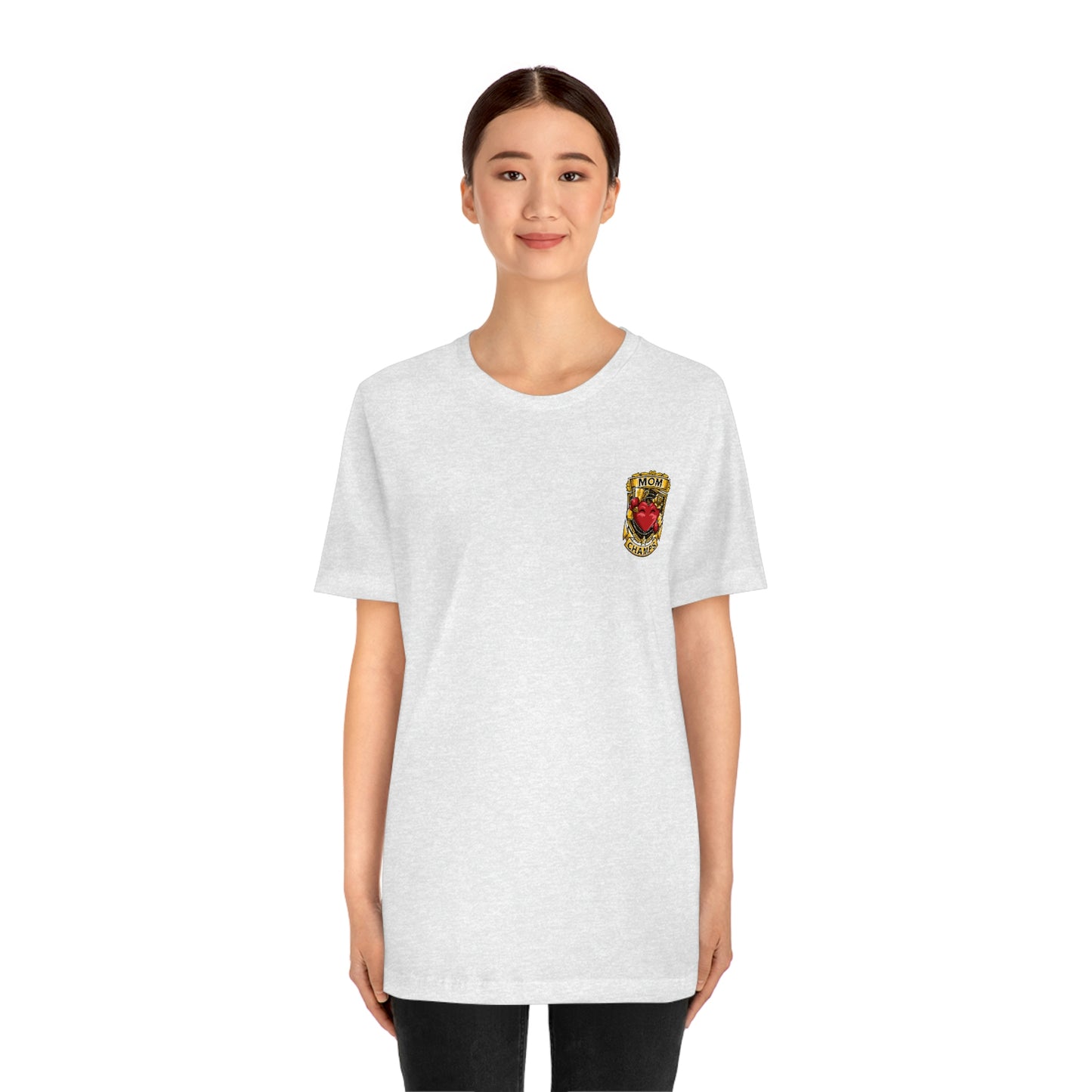 Mom Champs! (Small Front Logo) - Unisex Jersey Short Sleeve Tee - (Bella+Canva)