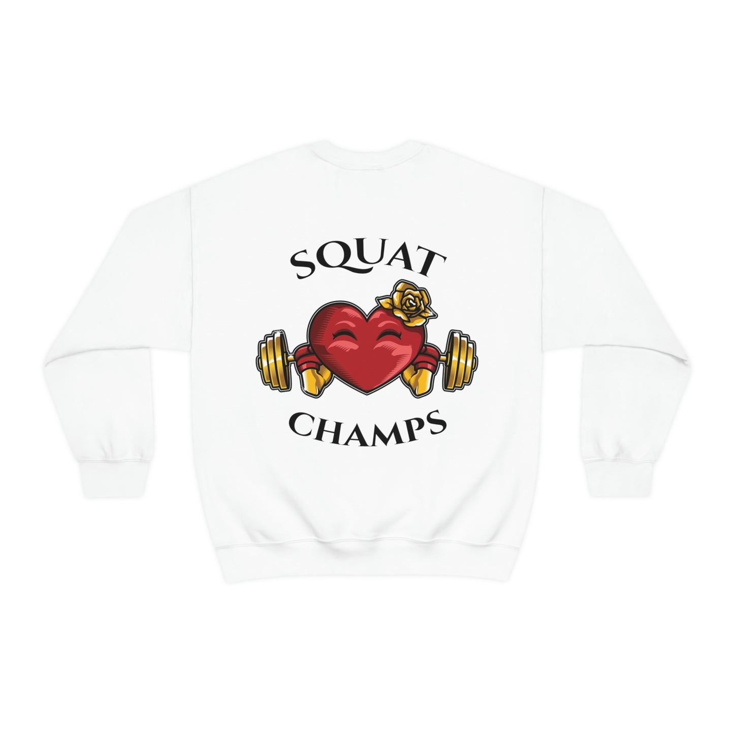 SQUAT CHAMPS (back design) - Unisex Heavy Blend™ Crewneck Sweatshirt