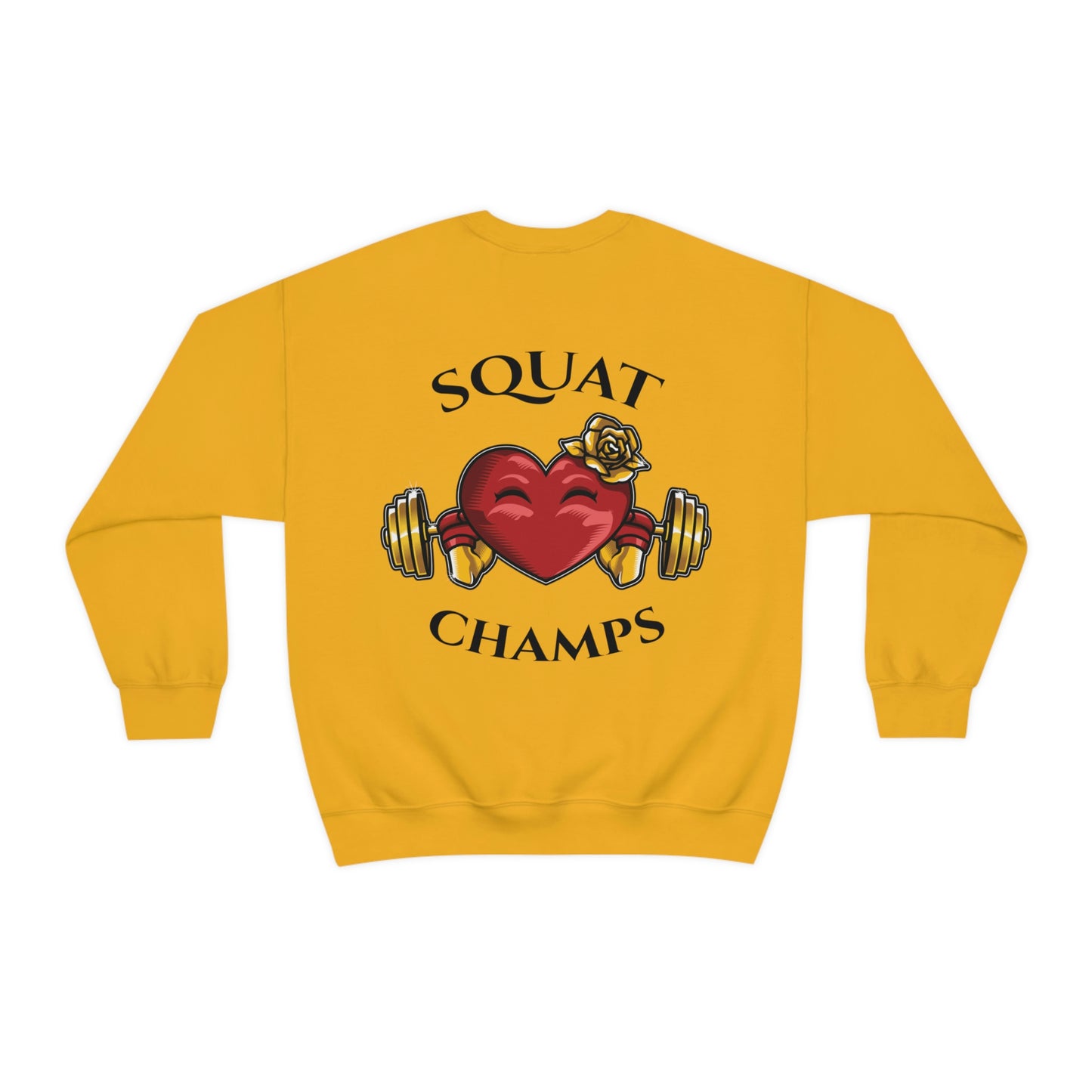 SQUAT CHAMPS (back design) - Unisex Heavy Blend™ Crewneck Sweatshirt