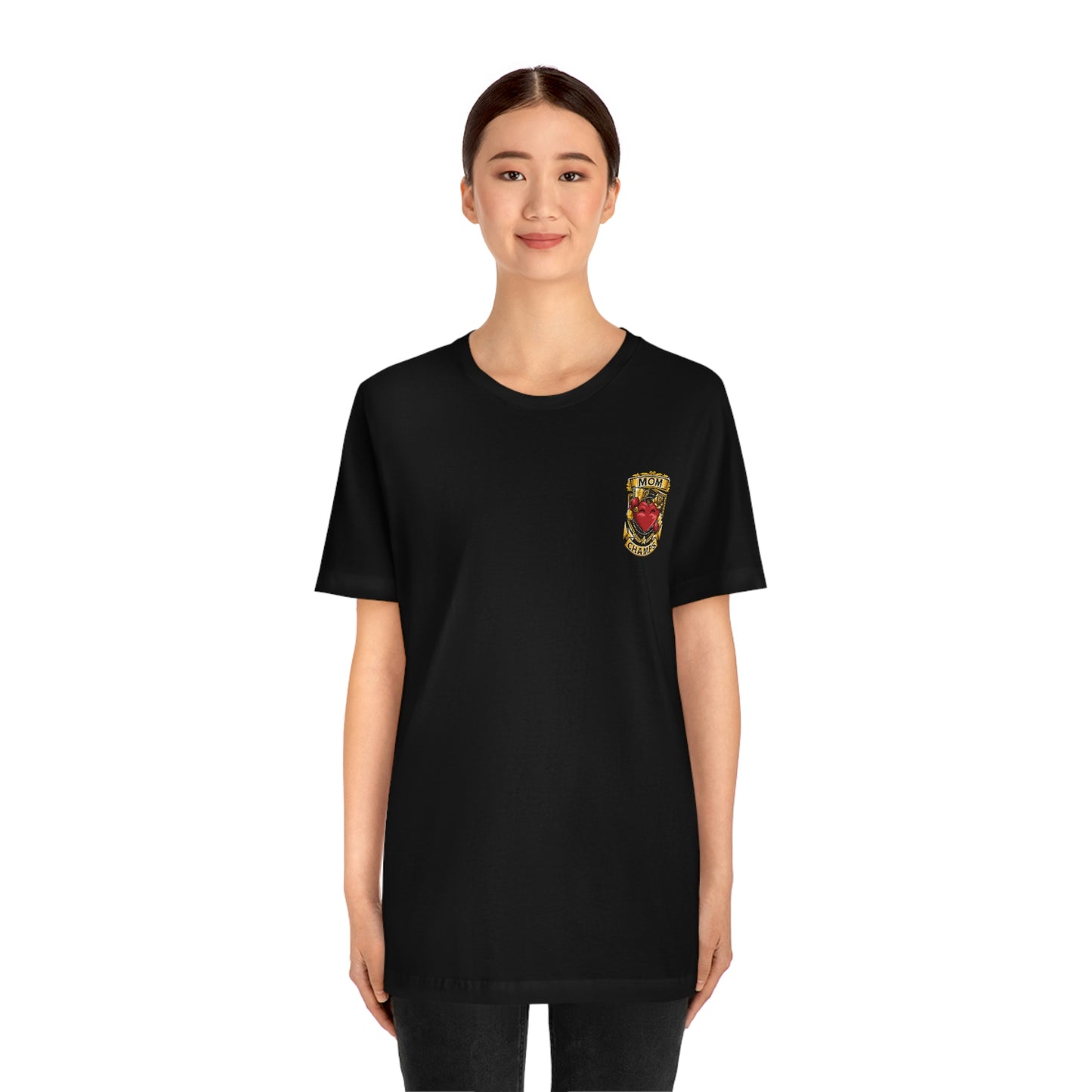 Mom Champs! (Small Front Logo) - Unisex Jersey Short Sleeve Tee - (Bella+Canva)