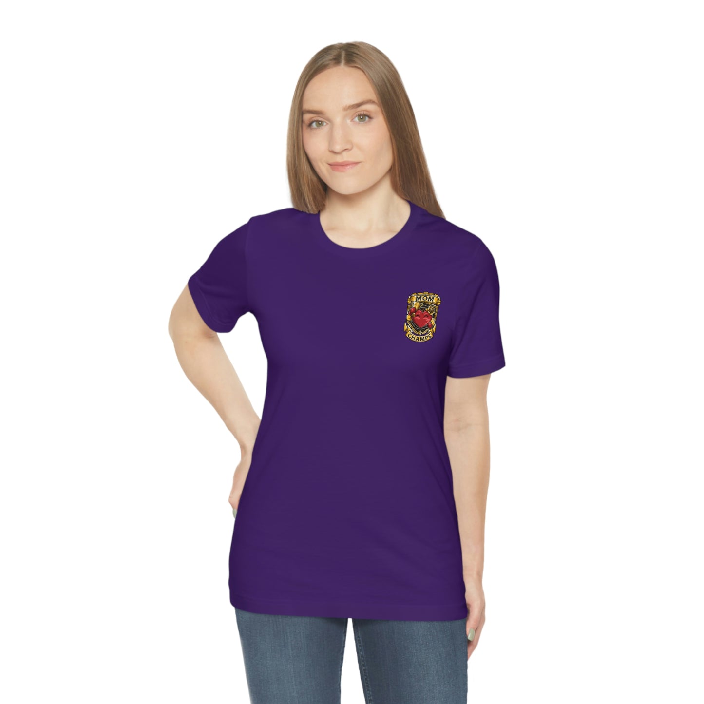 Mom Champs! (Small Front Logo) - Unisex Jersey Short Sleeve Tee - (Bella+Canva)
