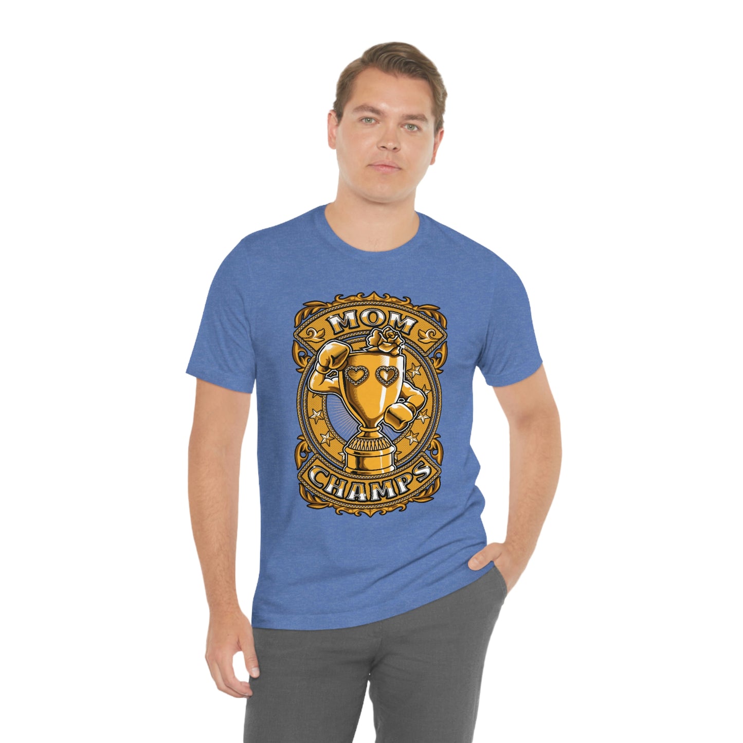 Mom Champs (Gold)! Unisex Jersey Short Sleeve Tee (Bella+Canvas)