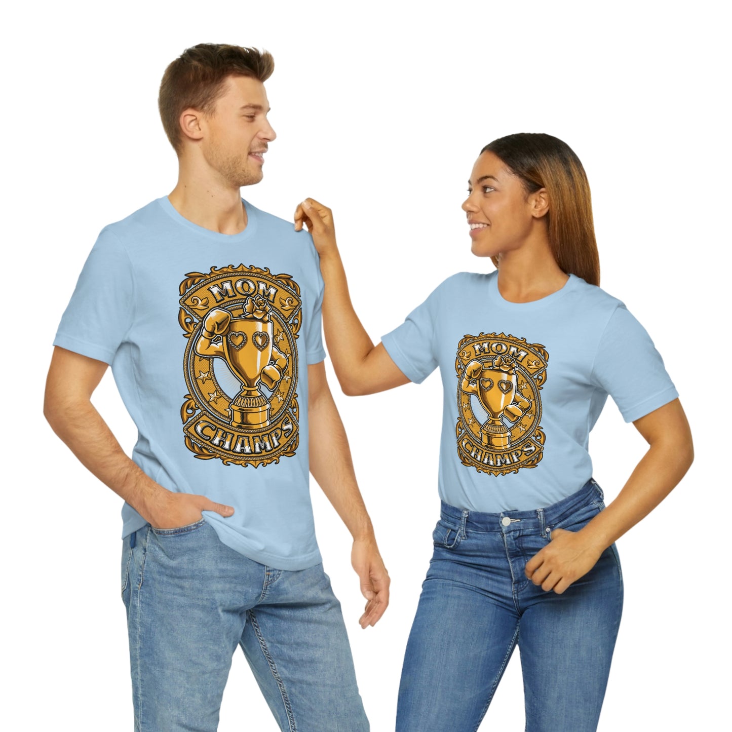 Mom Champs (Gold)! Unisex Jersey Short Sleeve Tee (Bella+Canvas)