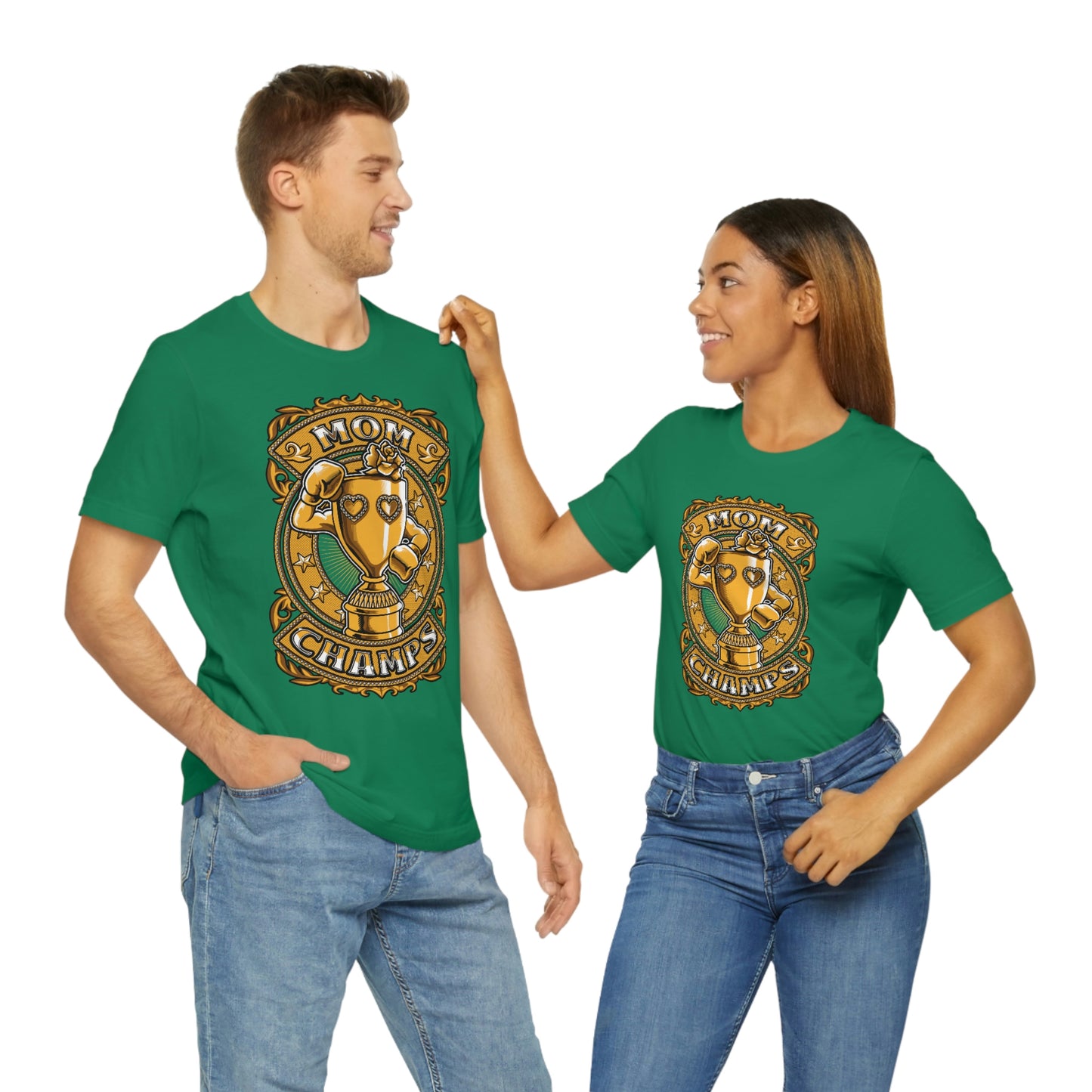 Mom Champs (Gold)! Unisex Jersey Short Sleeve Tee (Bella+Canvas)