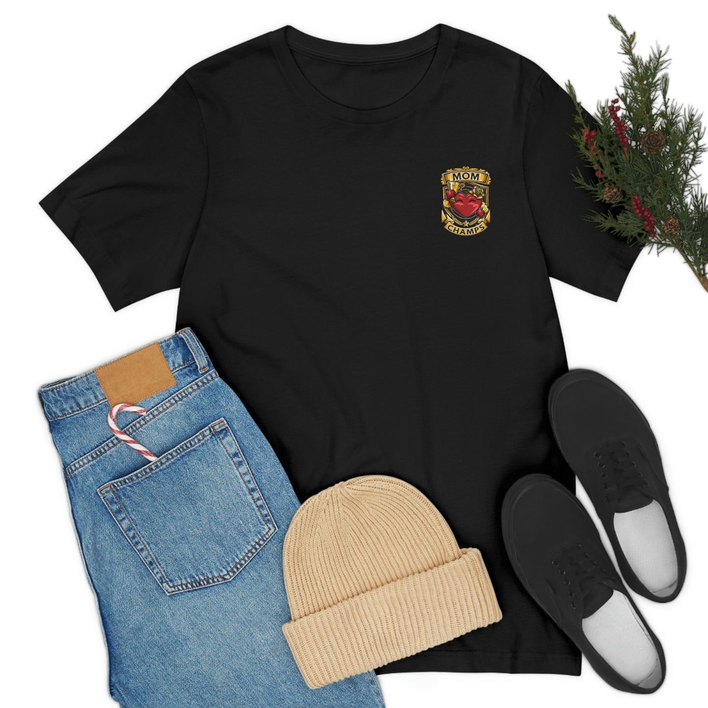 Mom Champs! (Small Front Logo) - Unisex Jersey Short Sleeve Tee - (Bella+Canva)