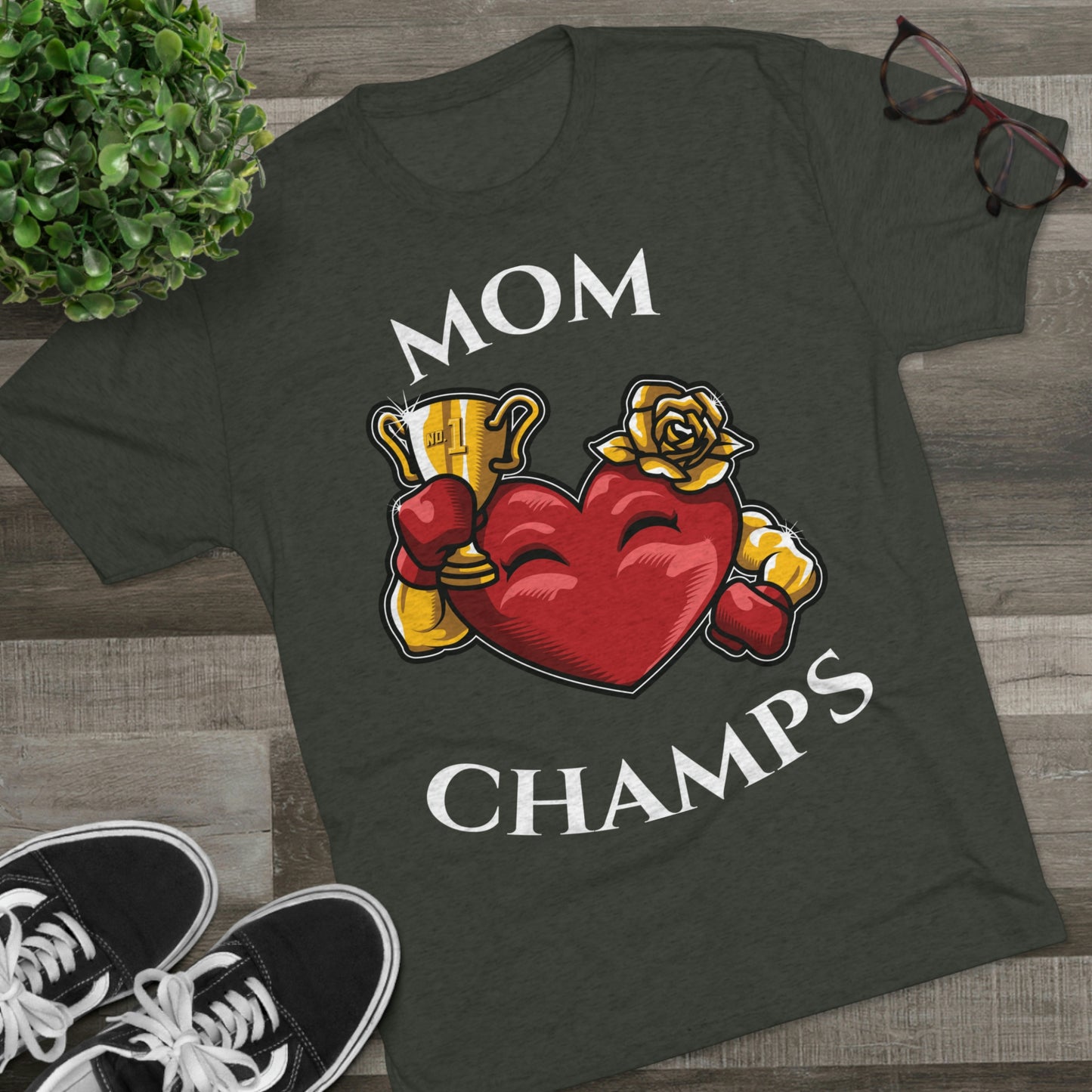 MOM CHAMPS (No Background) - PREMIUM SOFT - Unisex Tri-Blend Crew Tee (Next Level 6010)
