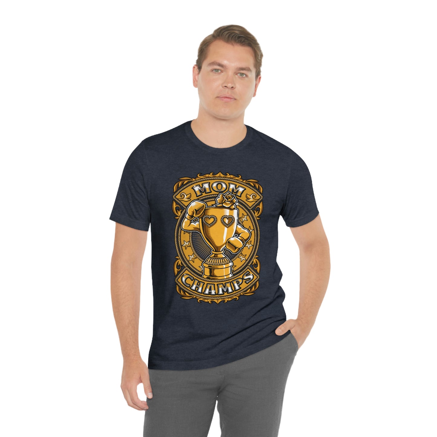 Mom Champs (Gold)! Unisex Jersey Short Sleeve Tee (Bella+Canvas)