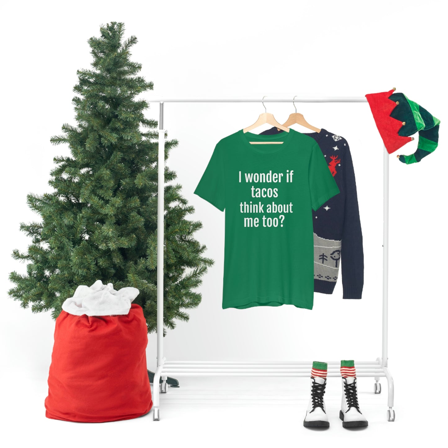 "I wonder if Tacos think about me too?" - Regular Cotton - Unisex Jersey Short Sleeve Tee (Bella+Canvas3001)