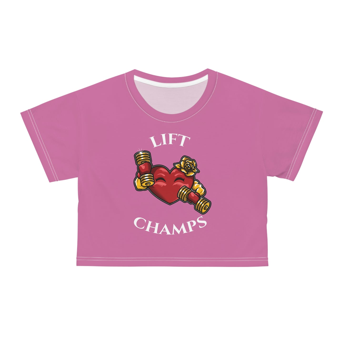 LIFT CHAMPS (Pink) - Crop Tee (AOP)