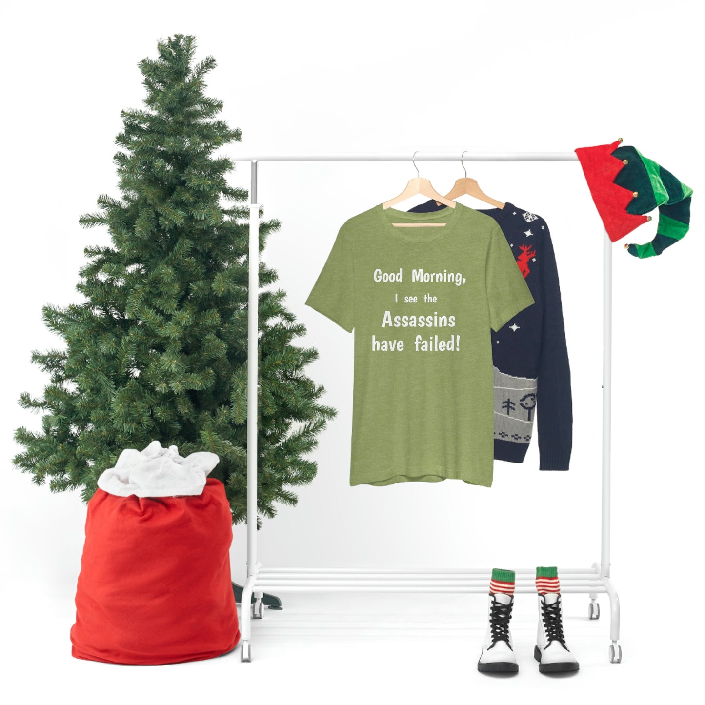"Good Morning, I see the assassins have failed!" - Regular Cotton - Unisex Jersey Short Sleeve Tee (Bella+Canvas 3001)