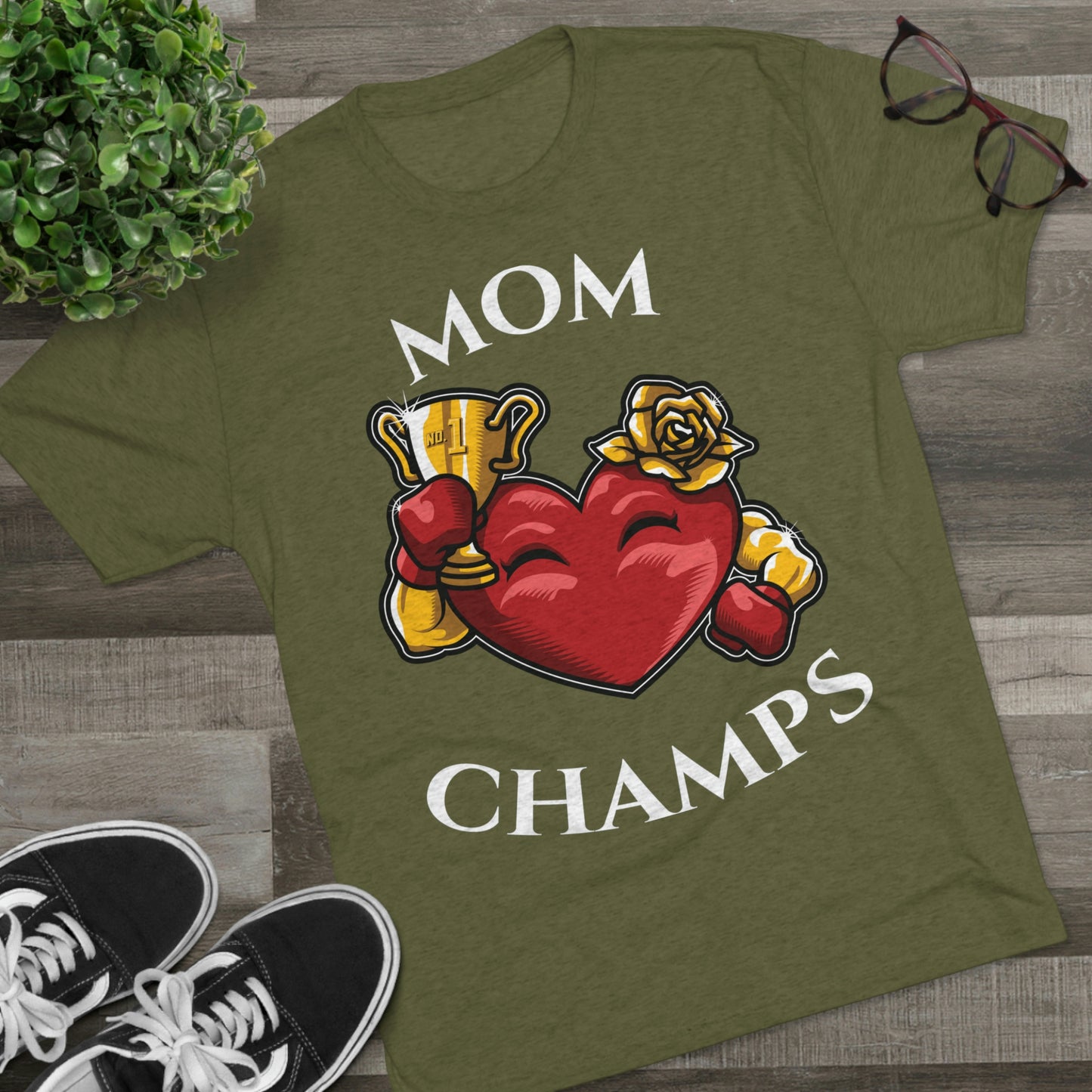 MOM CHAMPS (No Background) - PREMIUM SOFT - Unisex Tri-Blend Crew Tee (Next Level 6010)
