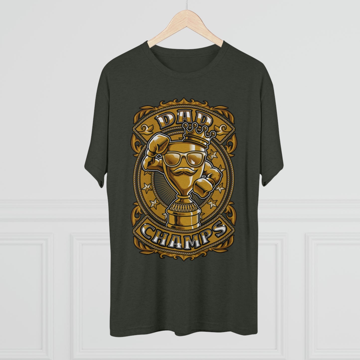 DAD CHAMPS (Gold) - PREMIUM SOFT - Unisex Tri-Blend Crew Tee (Next Level 6010)