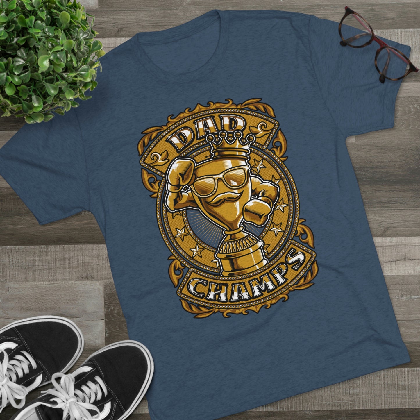 DAD CHAMPS (Gold) - PREMIUM SOFT - Unisex Tri-Blend Crew Tee (Next Level 6010)