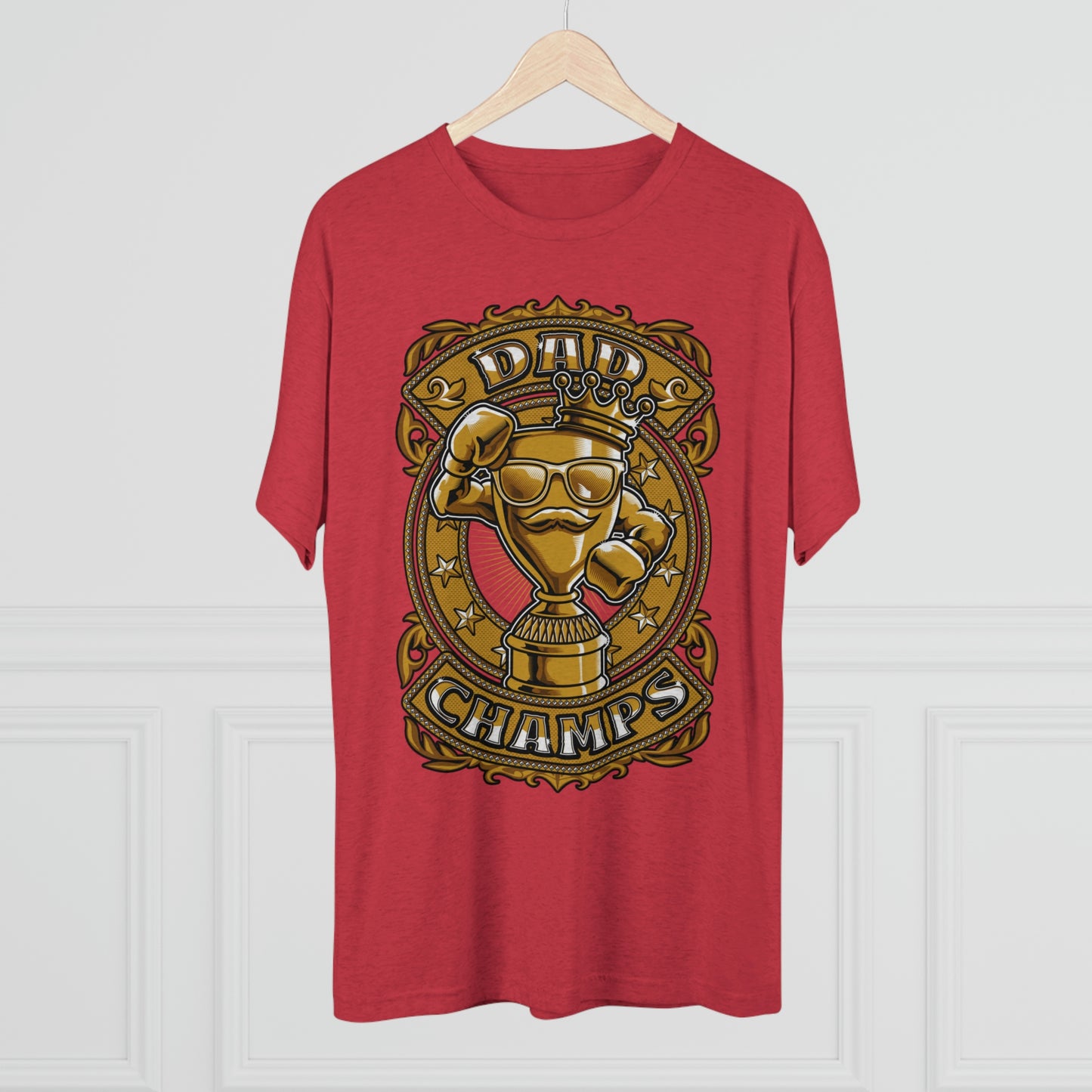 DAD CHAMPS (Gold) - PREMIUM SOFT - Unisex Tri-Blend Crew Tee (Next Level 6010)