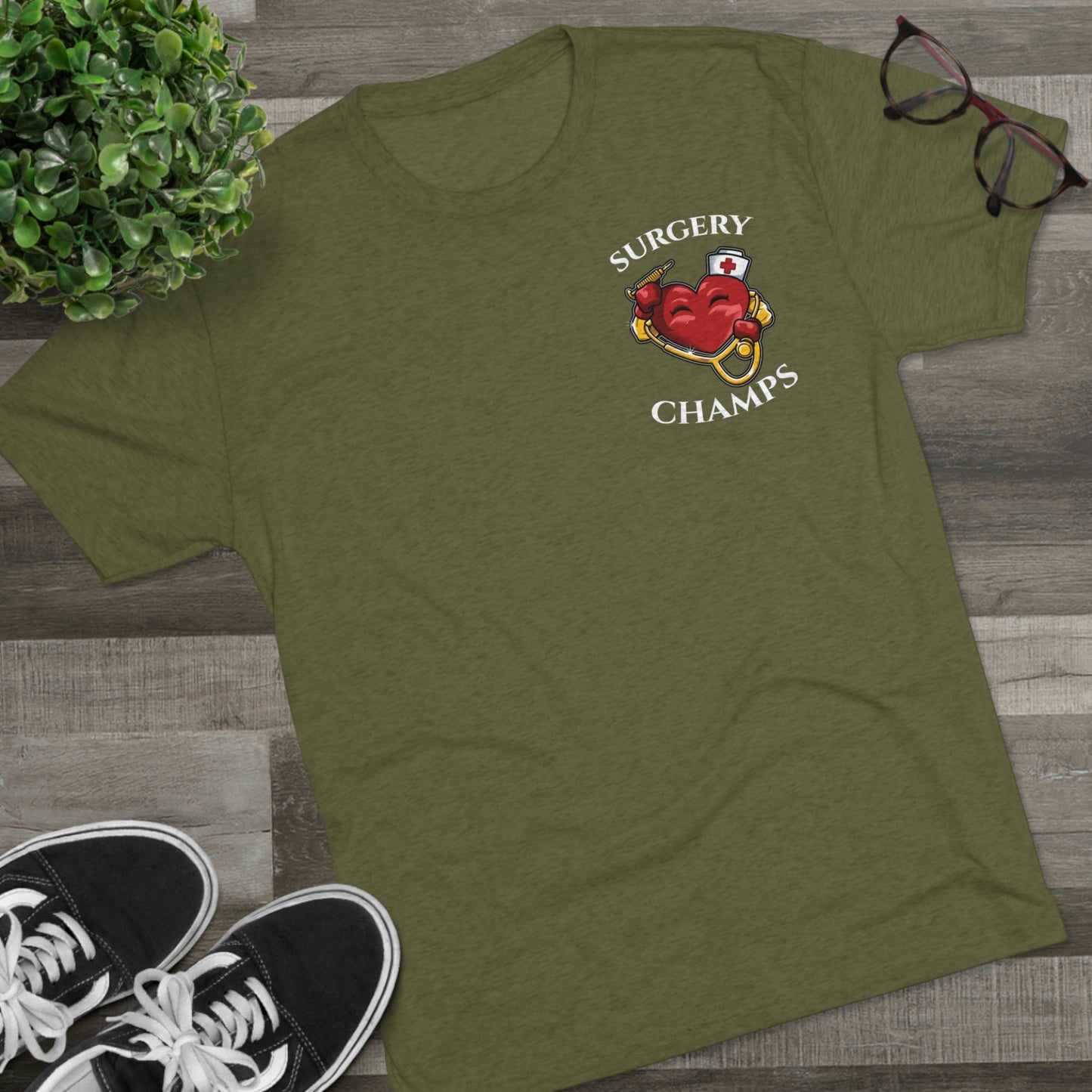 SURGERY CHAMPS (Small Logo) - PREMIUM SOFT - Unisex Tri-Blend Crew Tee (Next Level 6010)