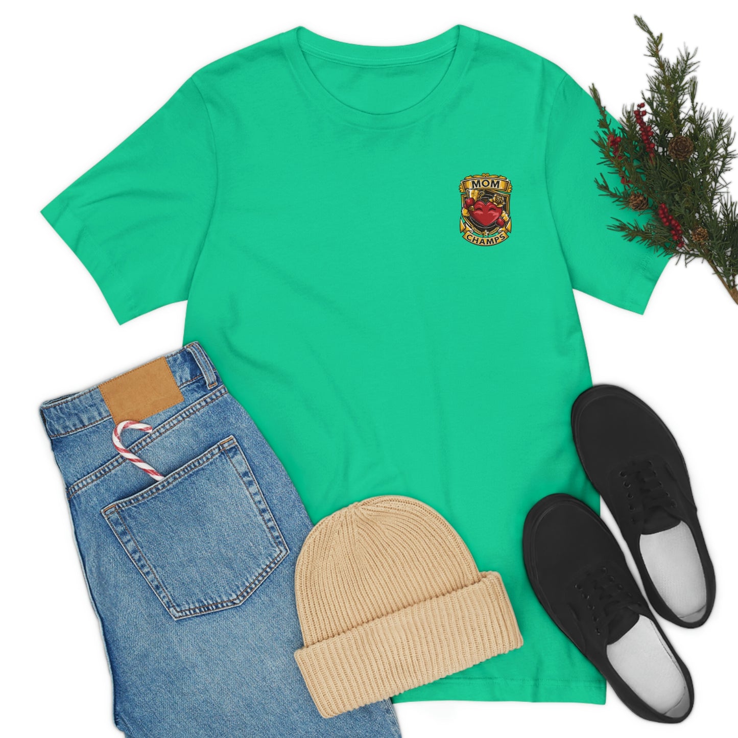Mom Champs! (Small Front Logo) - Unisex Jersey Short Sleeve Tee - (Bella+Canva)
