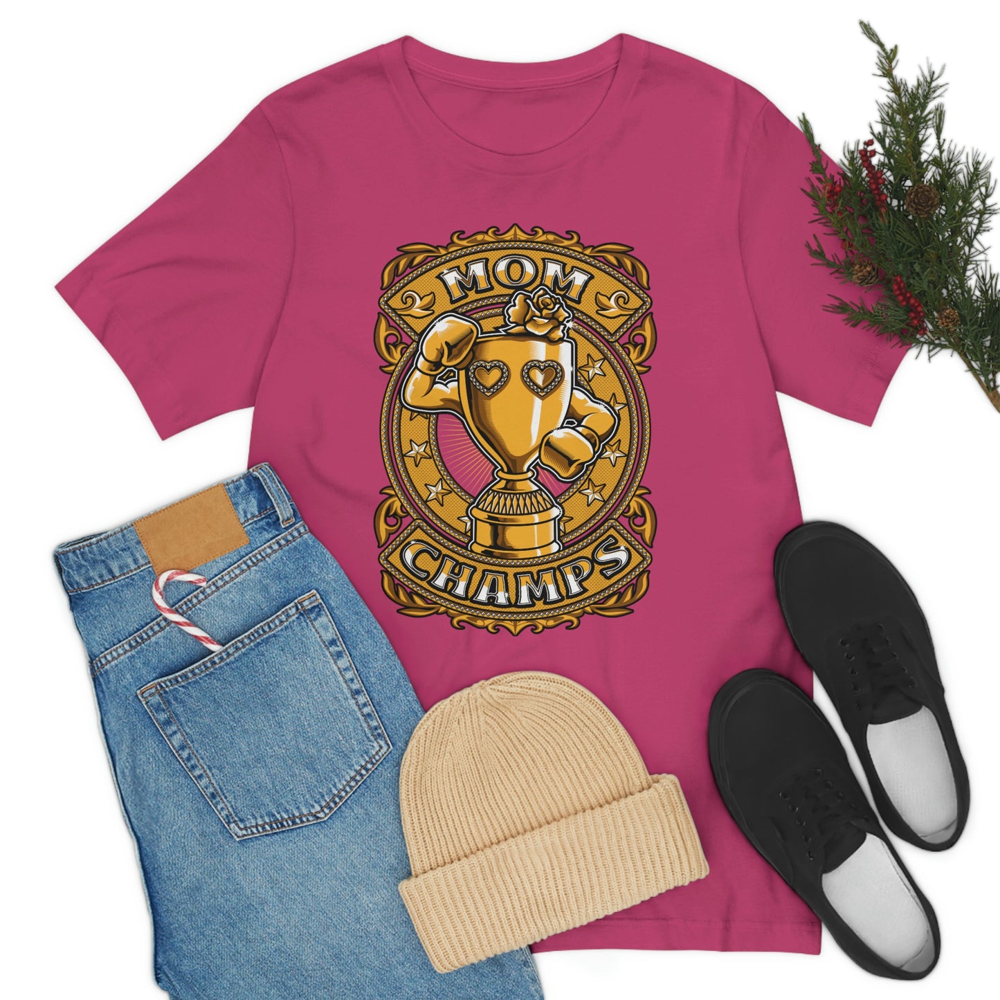 Mom Champs (Gold)! Unisex Jersey Short Sleeve Tee (Bella+Canvas)