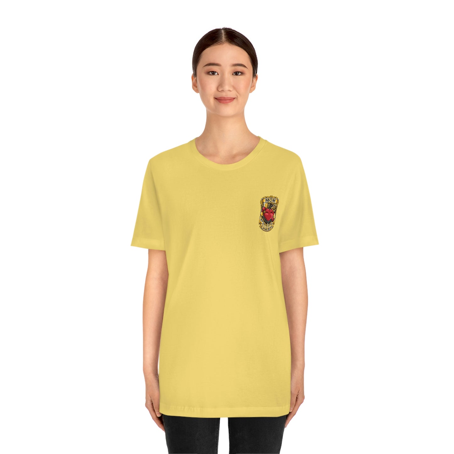 Mom Champs! (Small Front Logo) - Unisex Jersey Short Sleeve Tee - (Bella+Canva)