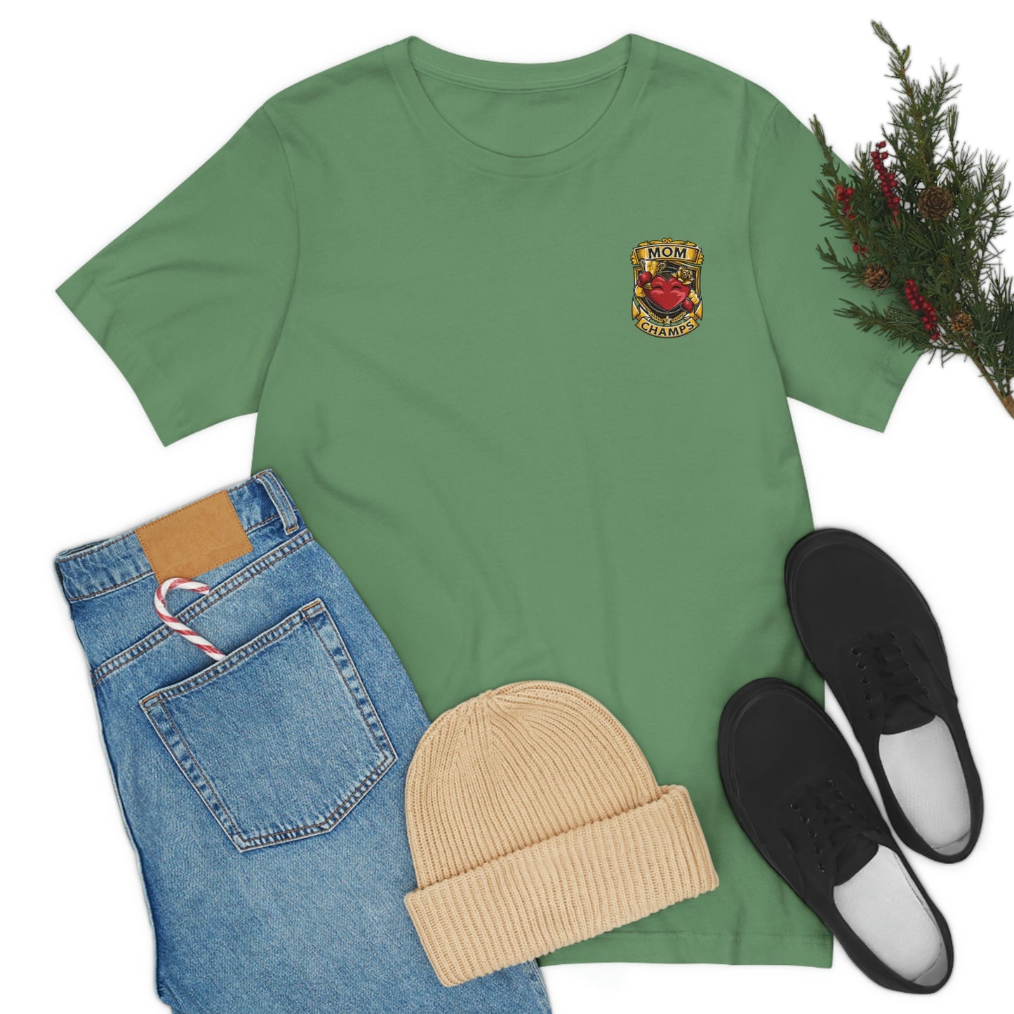 Mom Champs! (Small Front Logo) - Unisex Jersey Short Sleeve Tee - (Bella+Canva)