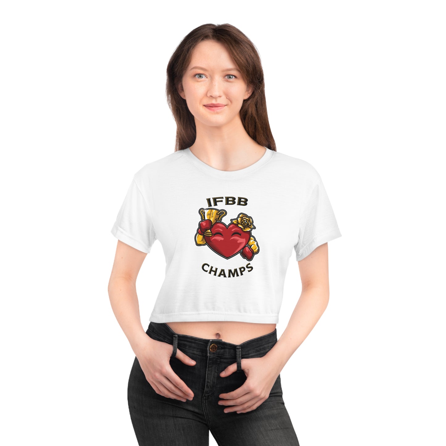 IFBB CHAMPS (White) - Crop Tee (AOP)