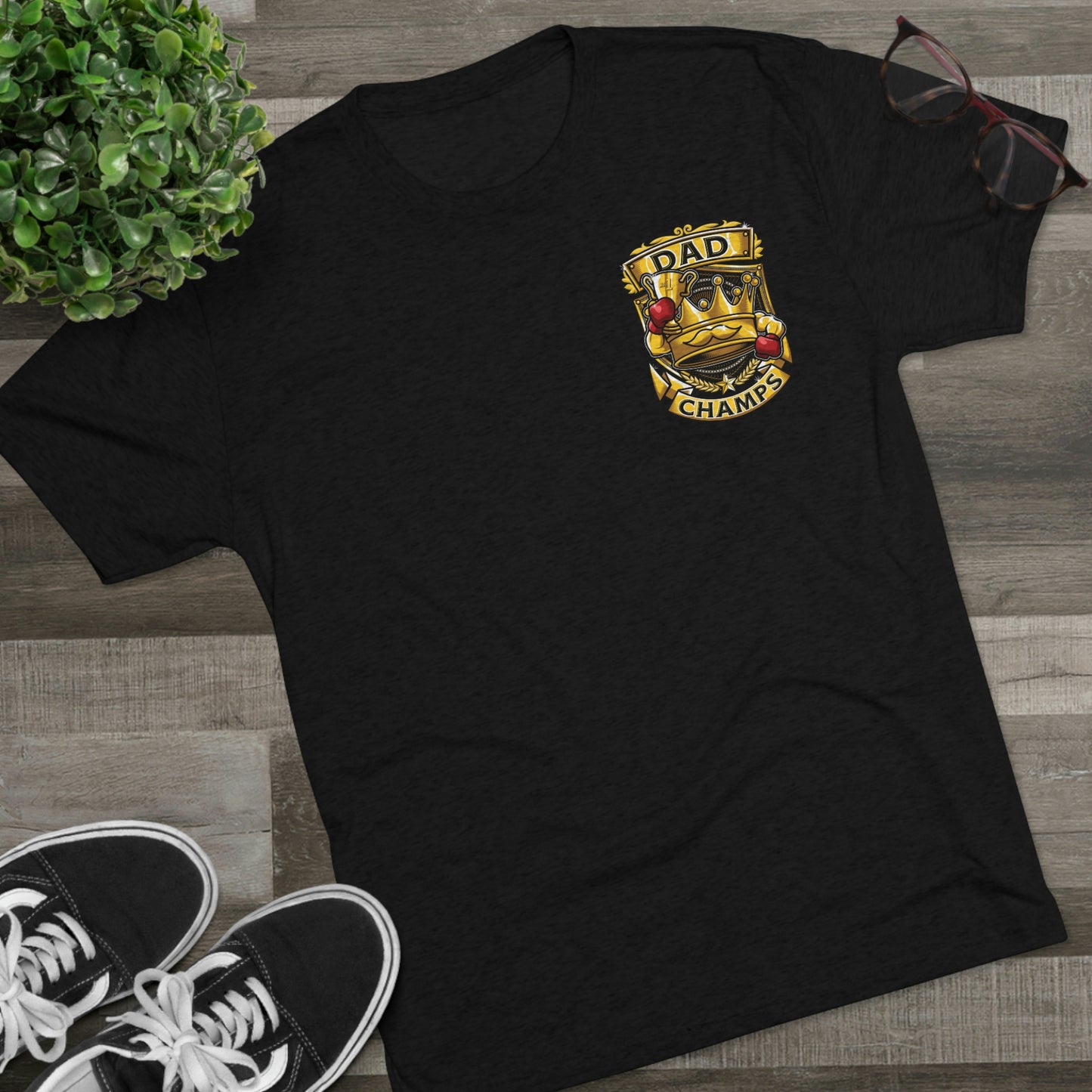 DAD CHAMPS (Small Front) - PREMIUM SOFT - Unisex Tri-Blend Crew Tee (Next Level 6010)