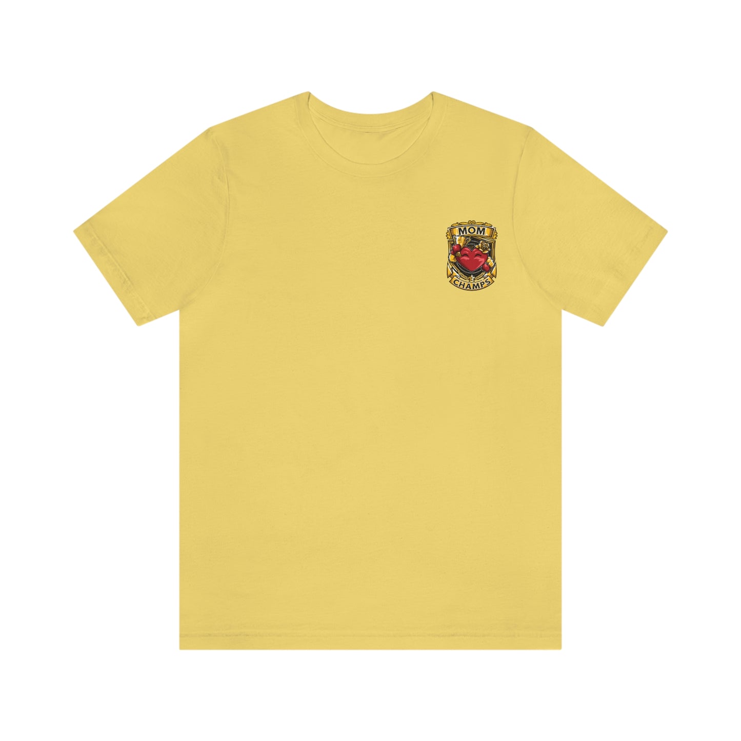 Mom Champs! (Small Front Logo) - Unisex Jersey Short Sleeve Tee - (Bella+Canva)