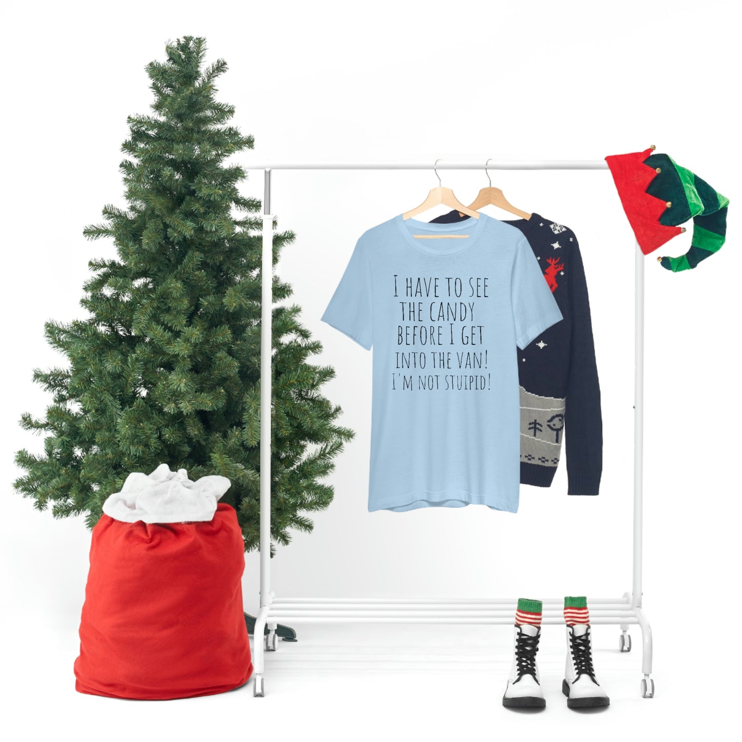 "I have to see the candy before I get into the van! I'm not stupid!" - Regular Cotton - Unisex Jersey Short Sleeve Tee (Bella+Canvas 3001)