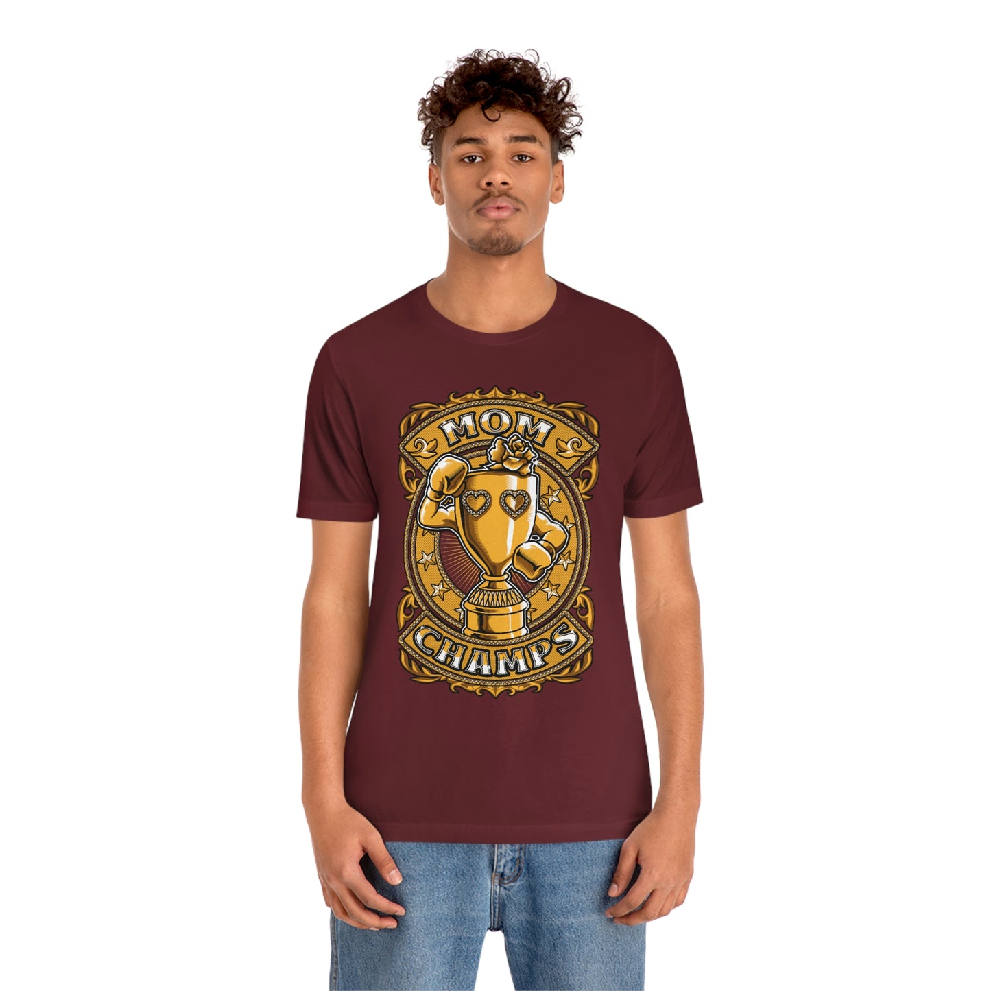 Mom Champs (Gold)! Unisex Jersey Short Sleeve Tee (Bella+Canvas)