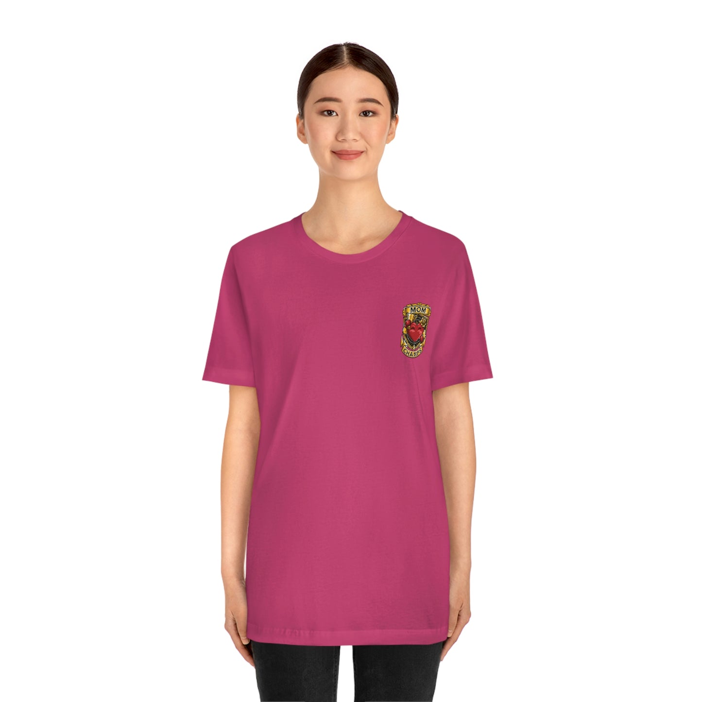 Mom Champs! (Small Front Logo) - Unisex Jersey Short Sleeve Tee - (Bella+Canva)