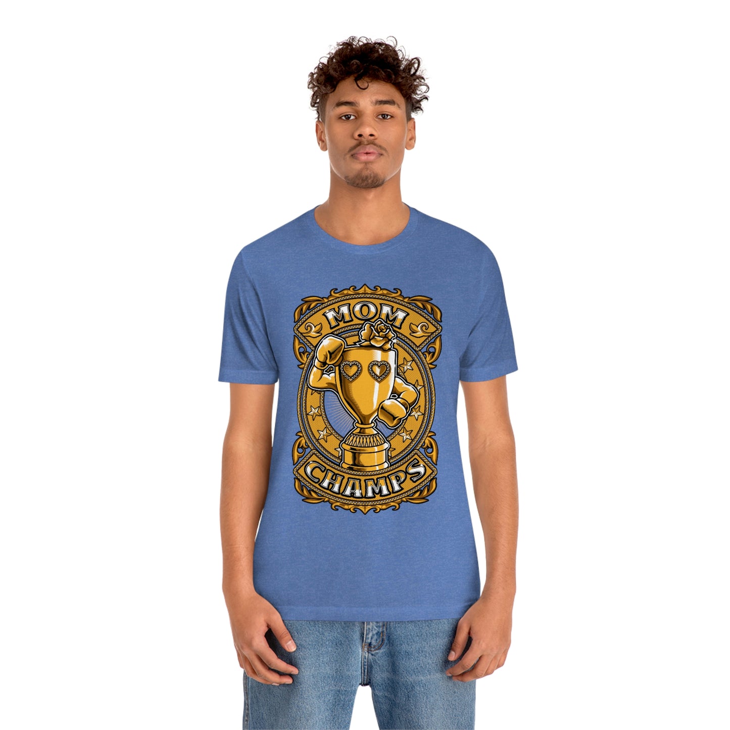Mom Champs (Gold)! Unisex Jersey Short Sleeve Tee (Bella+Canvas)