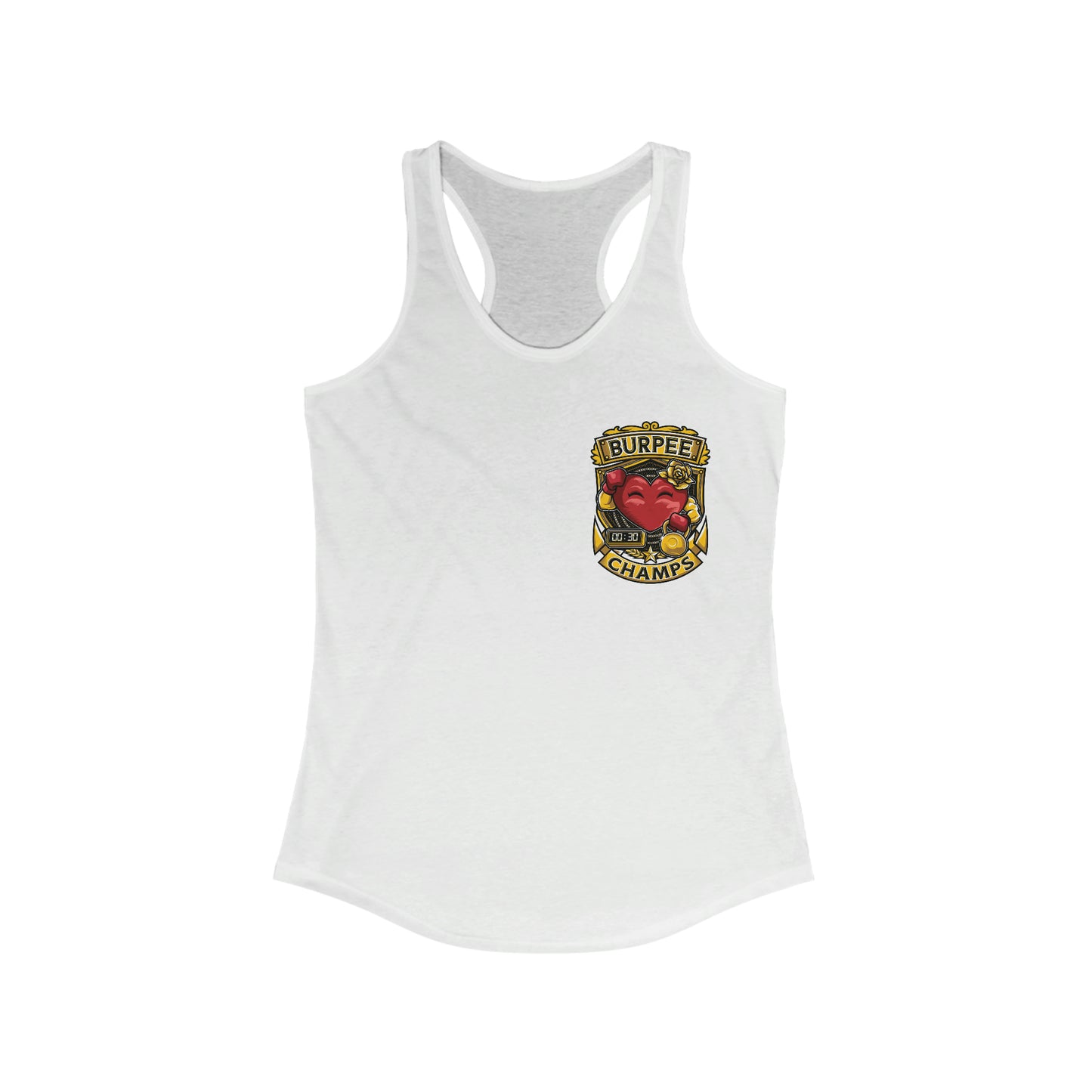 BURPEE CHAMPS (Small Logo) - Women's Ideal Racerback Tank