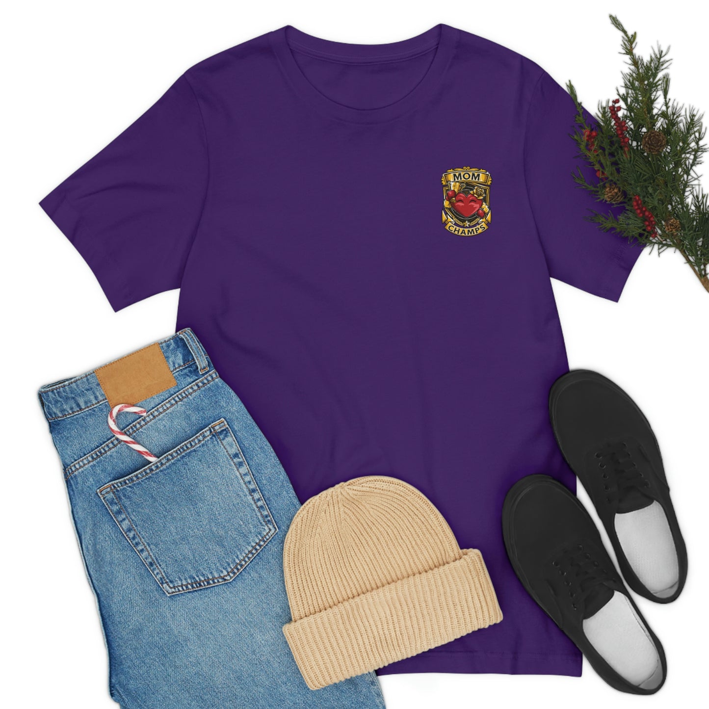 Mom Champs! (Small Front Logo) - Unisex Jersey Short Sleeve Tee - (Bella+Canva)