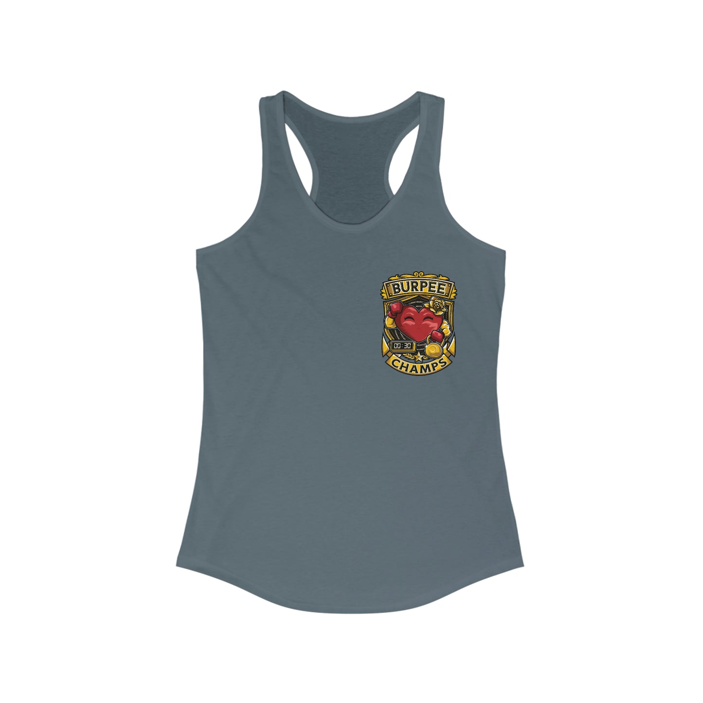 BURPEE CHAMPS (Small Logo) - Women's Ideal Racerback Tank