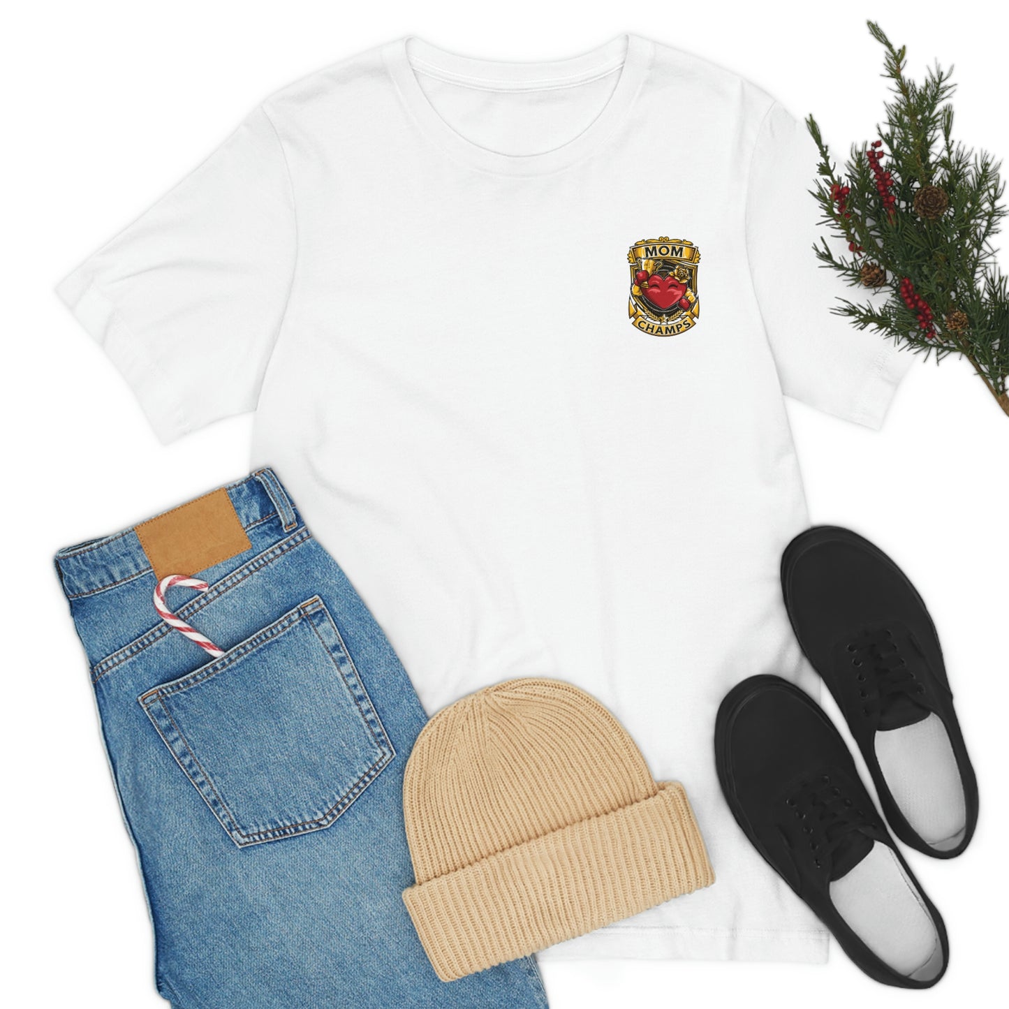 Mom Champs! (Small Front Logo) - Unisex Jersey Short Sleeve Tee - (Bella+Canva)