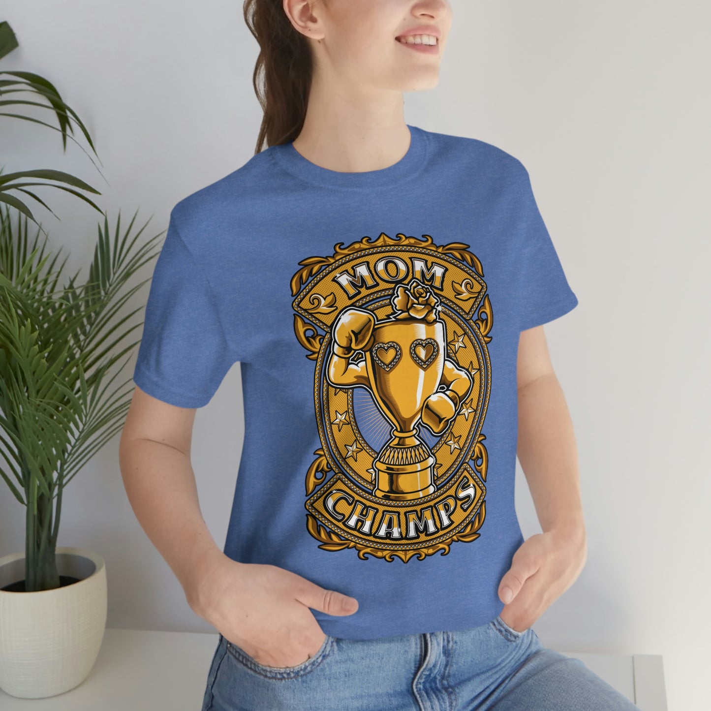 Mom Champs (Gold)! Unisex Jersey Short Sleeve Tee (Bella+Canvas)