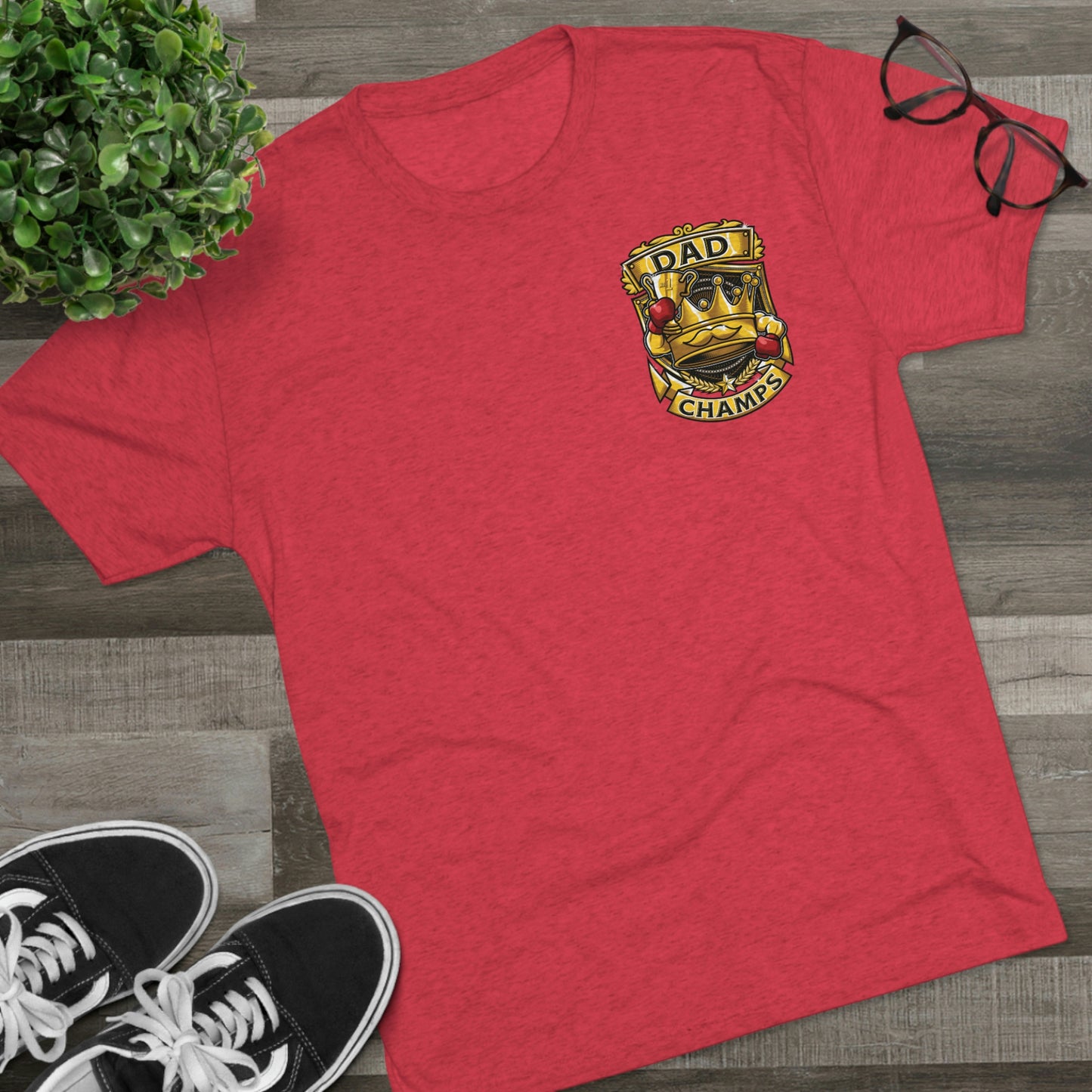 DAD CHAMPS (Small Front) - PREMIUM SOFT - Unisex Tri-Blend Crew Tee (Next Level 6010)